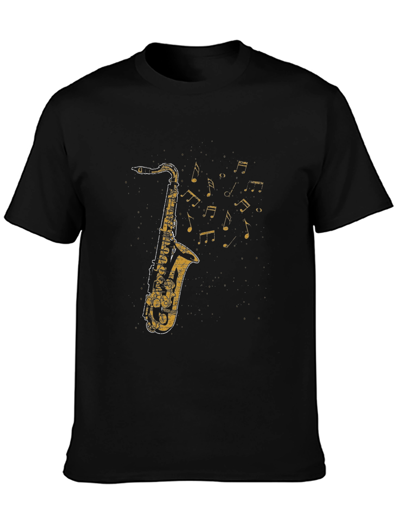 Saxophone Music Notes Graphic T-Shirt - Cool Musician Tee
