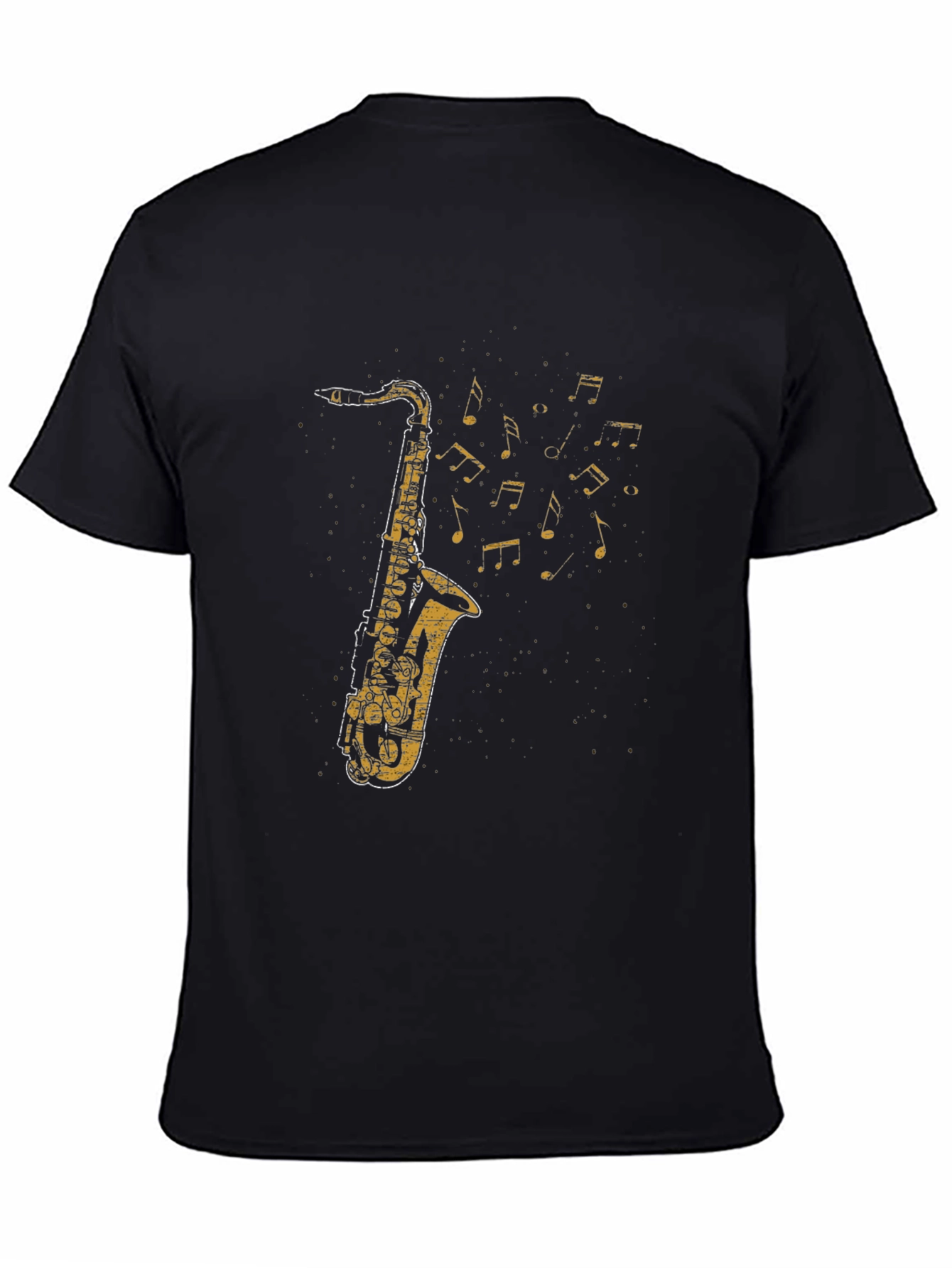 Saxophone Music Notes Graphic T-Shirt - Cool Musician Tee