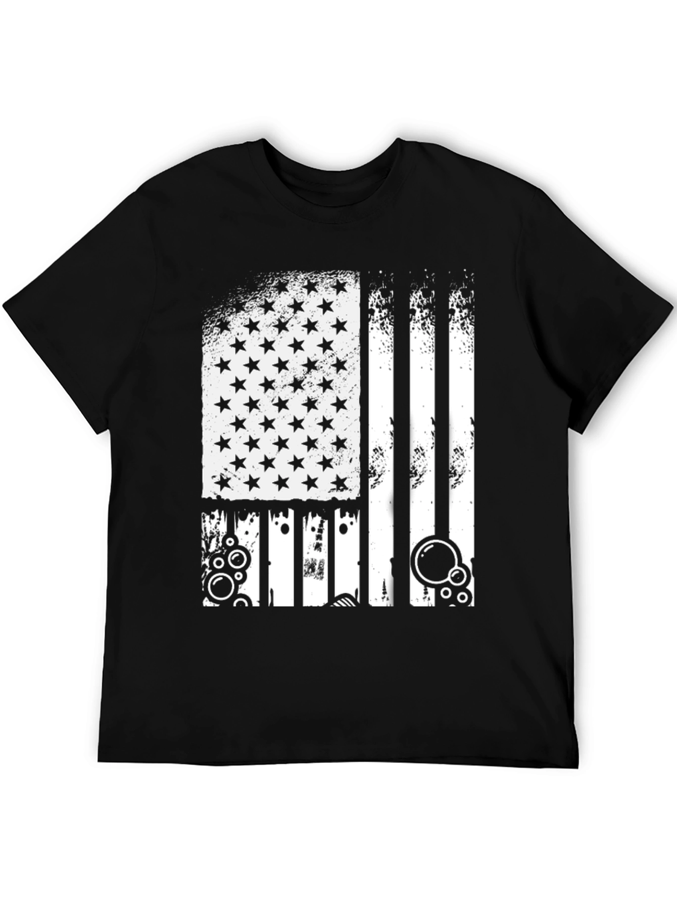 Distressed USA Flag Graphic Black T-Shirt