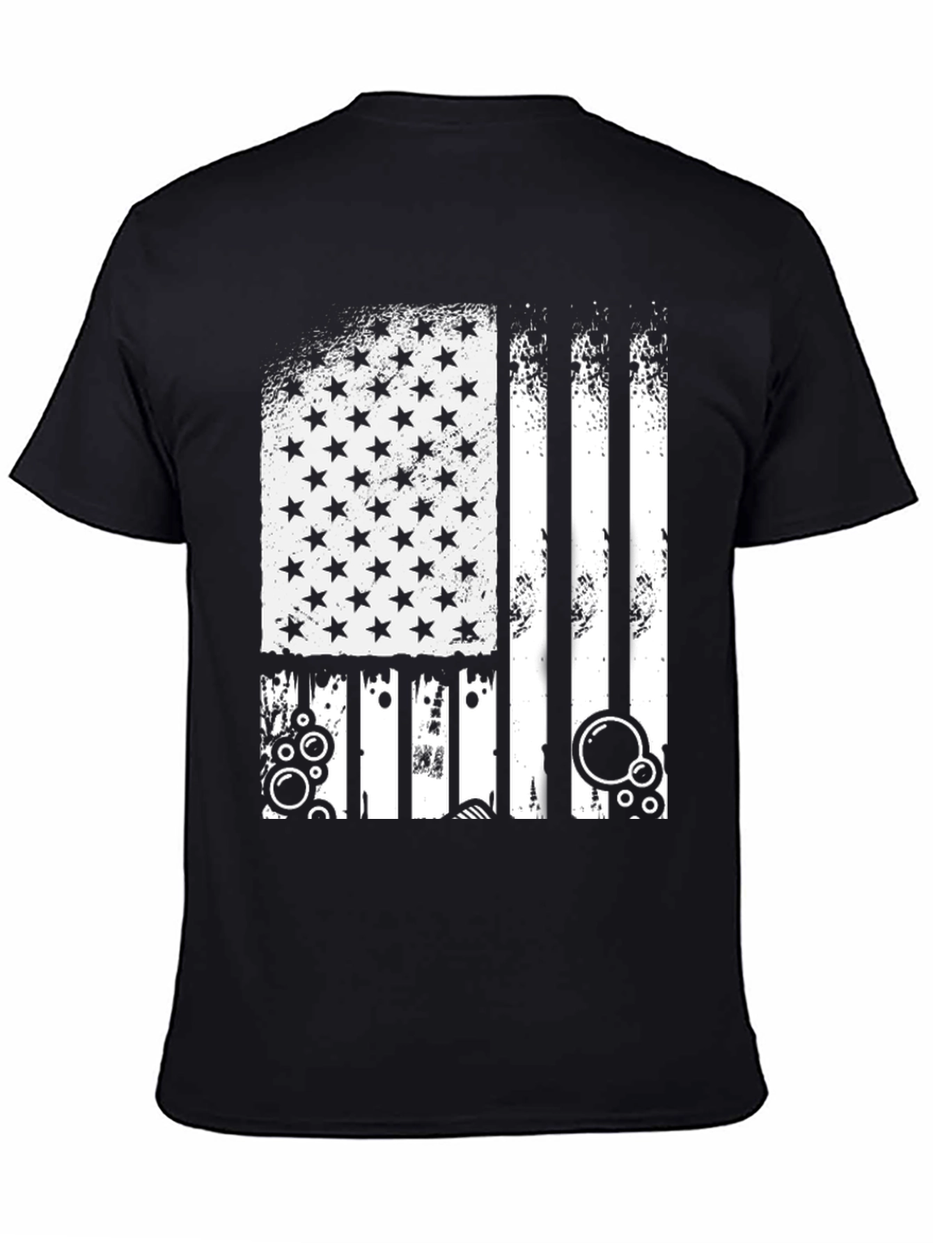Distressed USA Flag Graphic Black T-Shirt