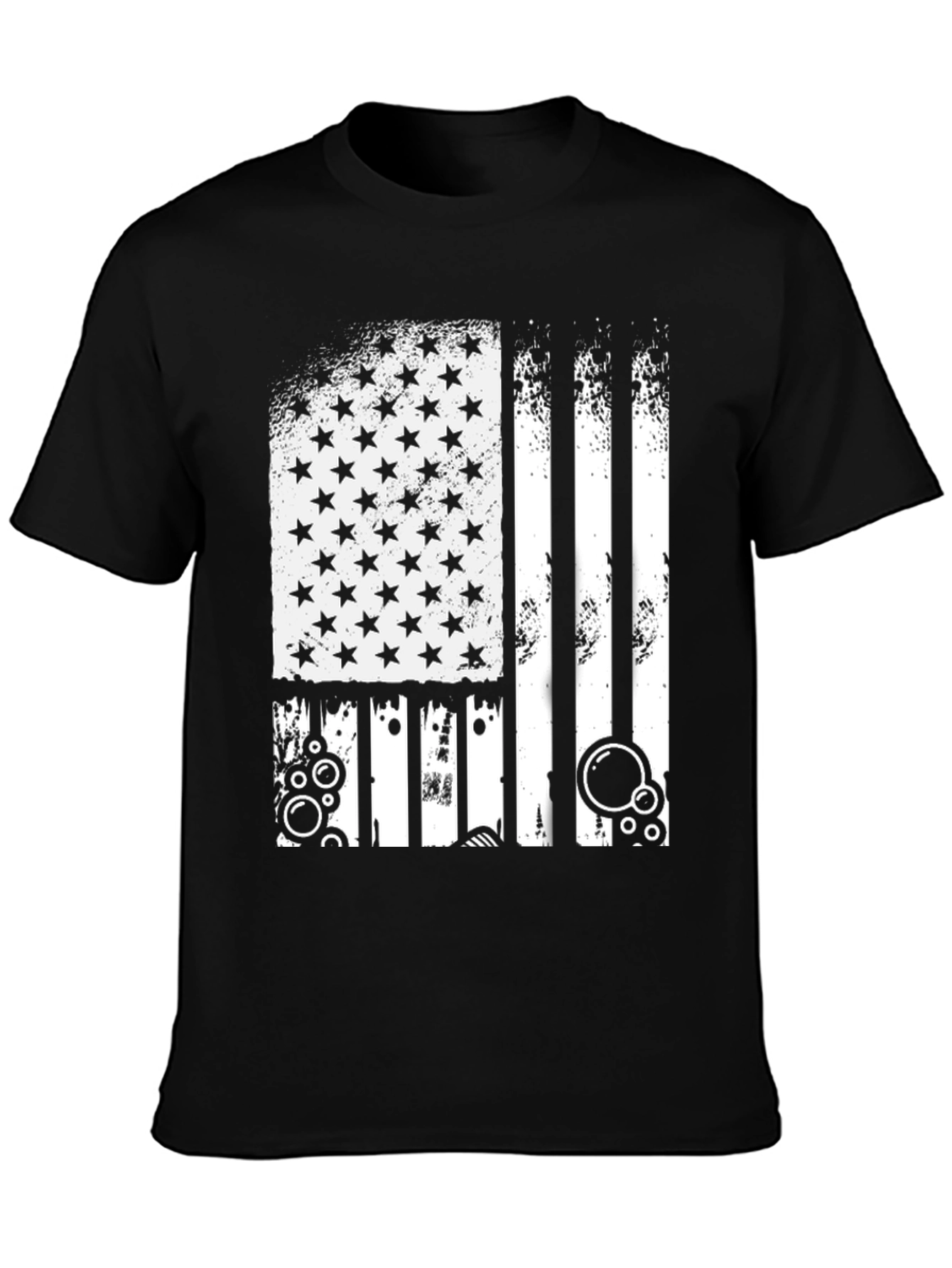 Distressed USA Flag Graphic Black T-Shirt