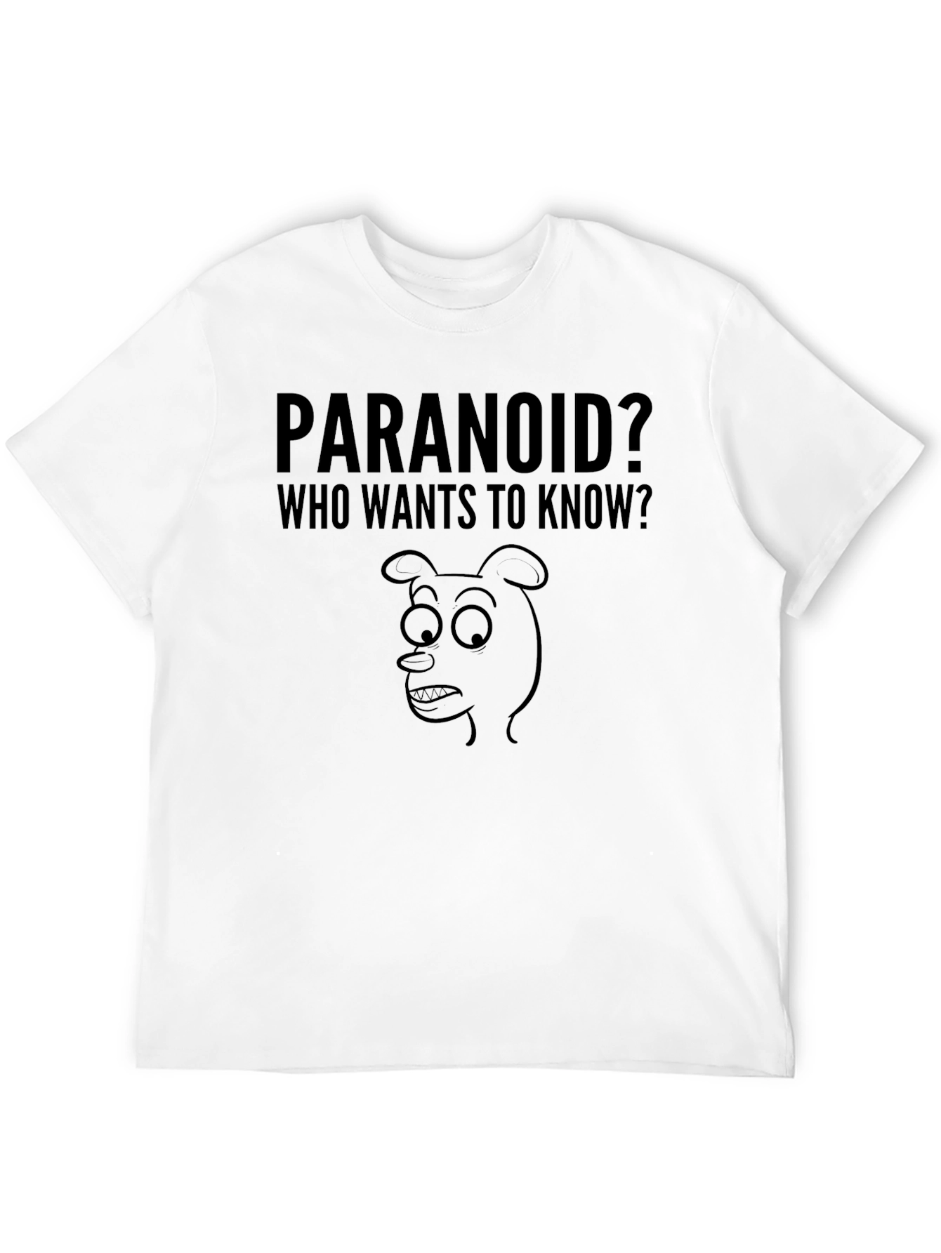 Paranoid Cartoon Graphic Mens T-Shirt