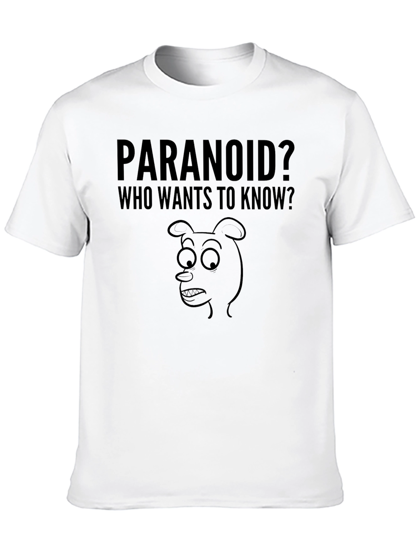 Paranoid Cartoon Graphic Mens T-Shirt