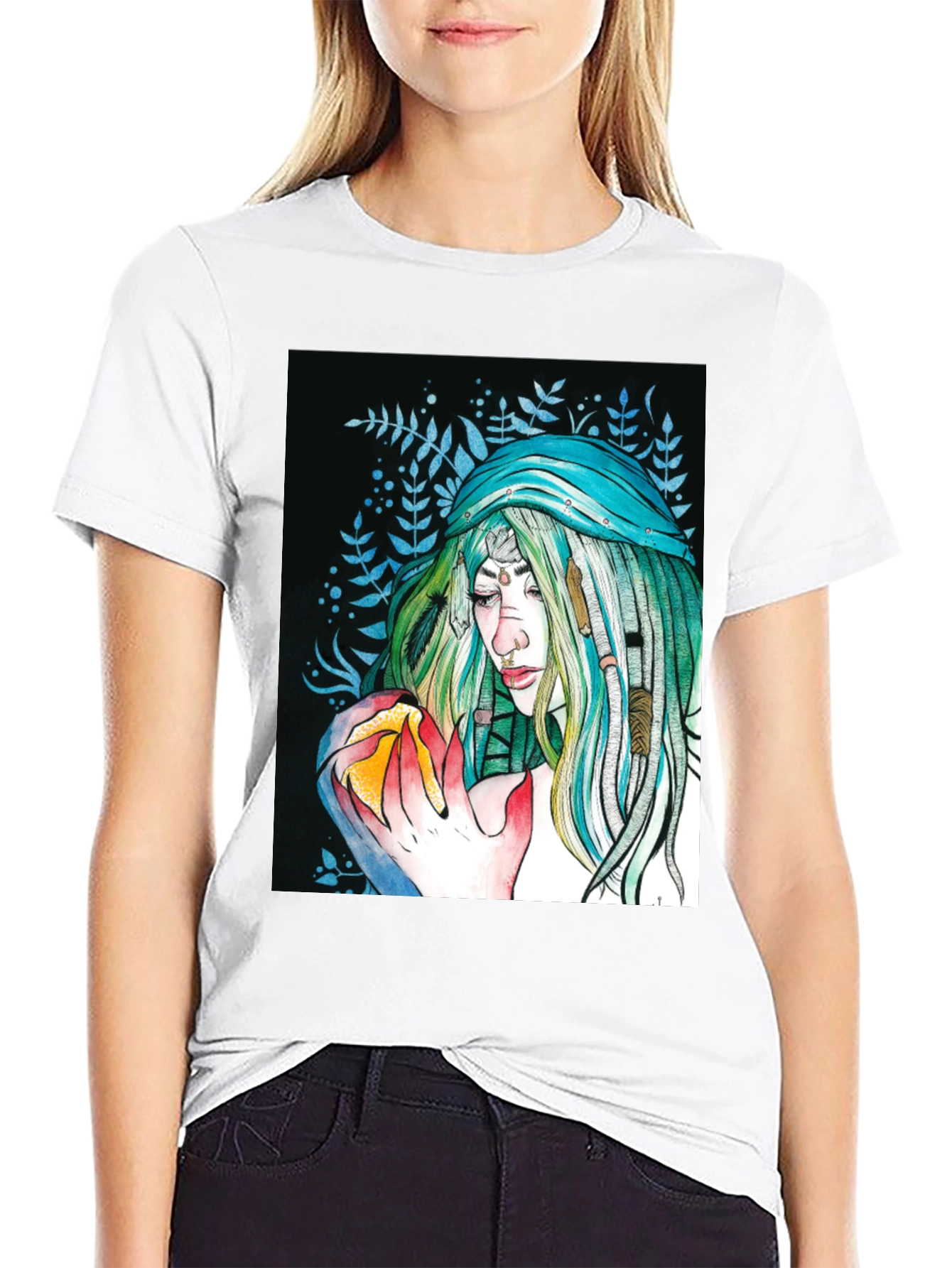 Mystic Woman Graphic Tee - Black Cotton T-Shirt