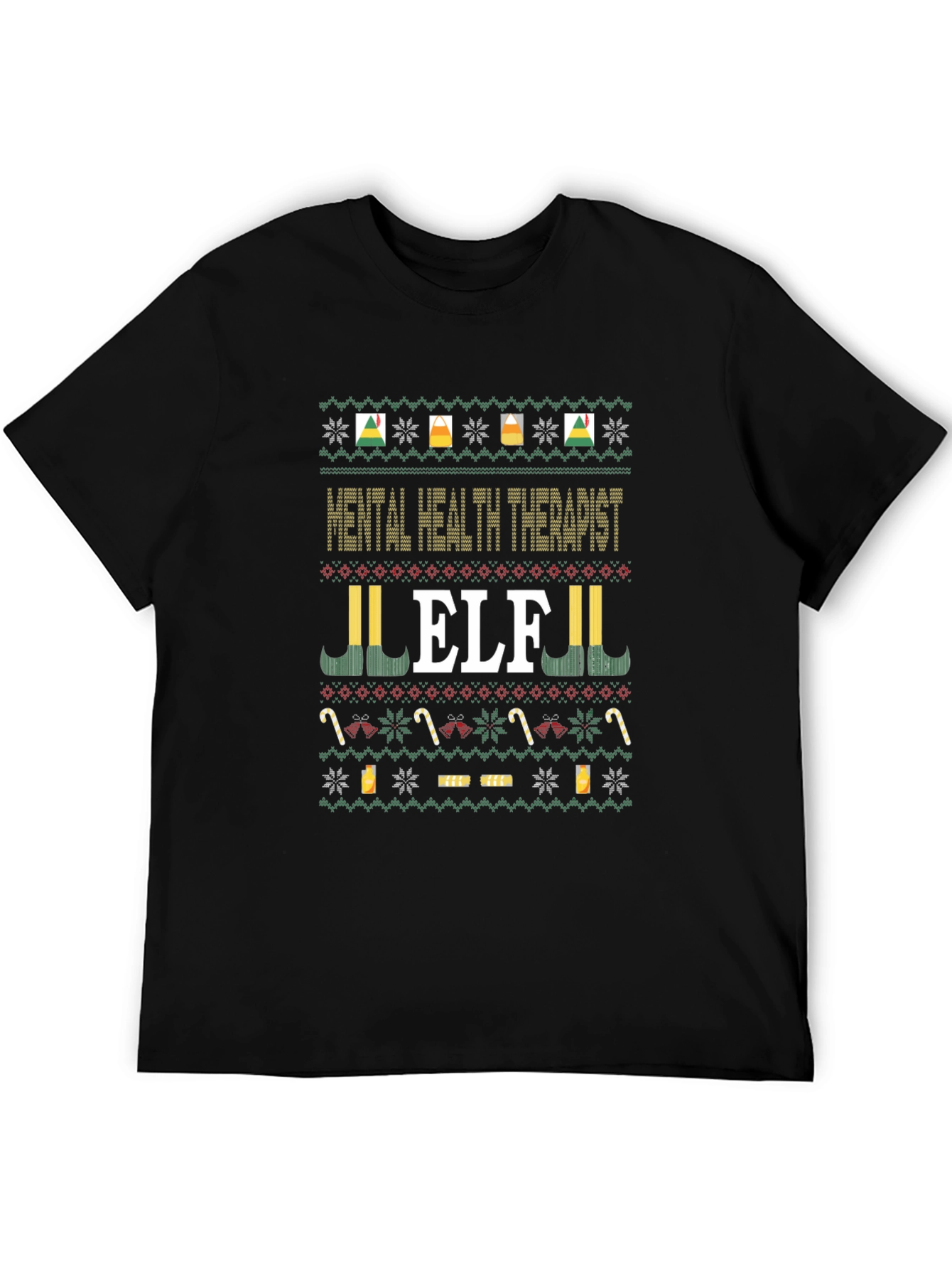 Mental Health Therapist Elf Christmas T-Shirt
