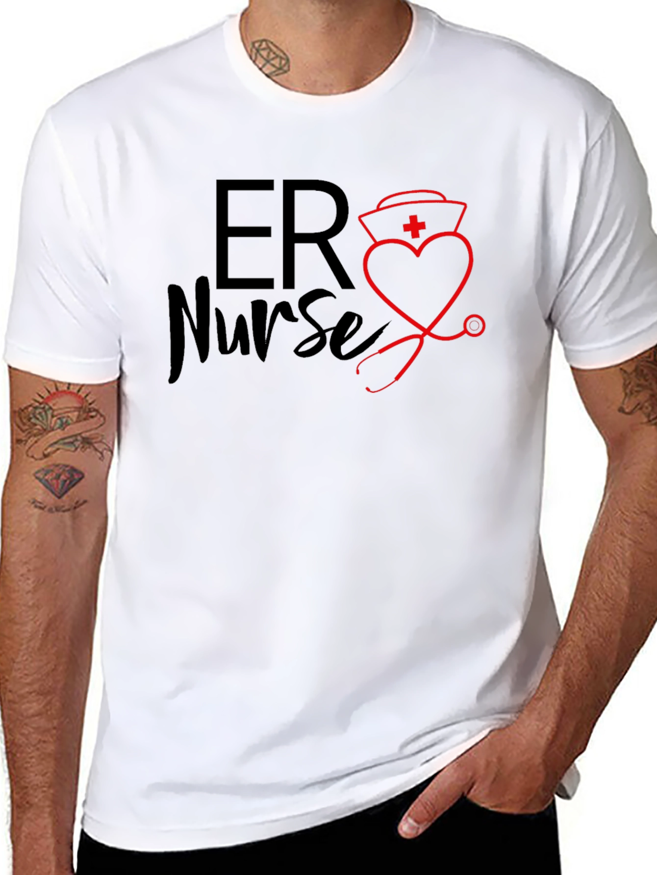ER Nurse T-Shirt - Heart Stethoscope Design