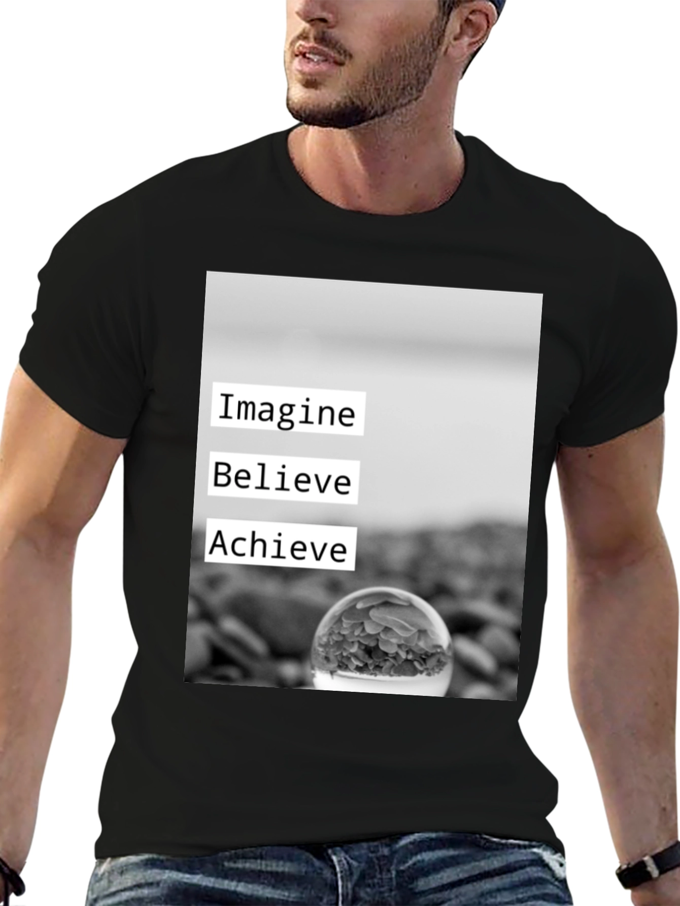 Motivational Graphic Tee - Imagine Believe Achieve T-Shirt