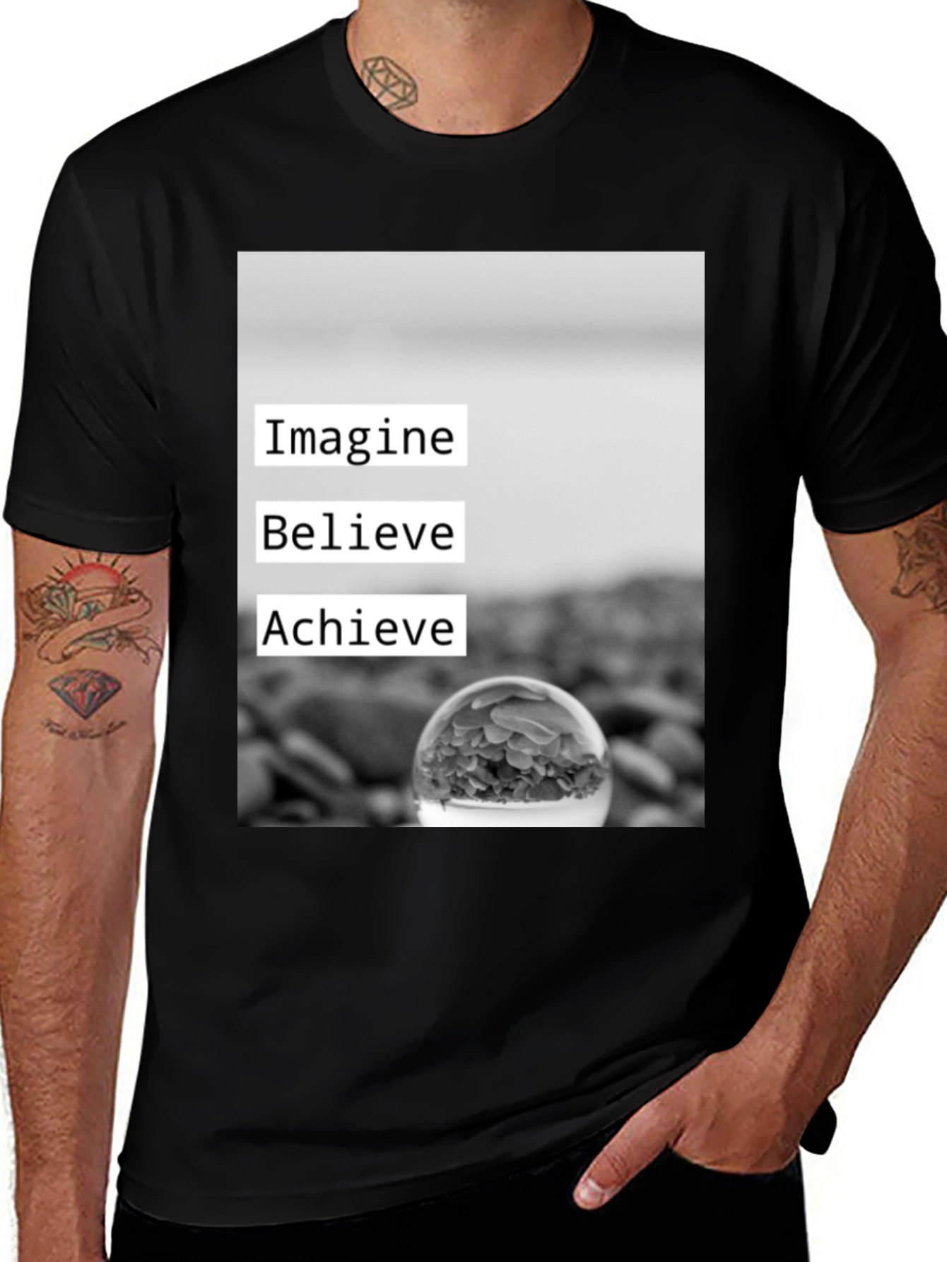 Motivational Graphic Tee - Imagine Believe Achieve T-Shirt