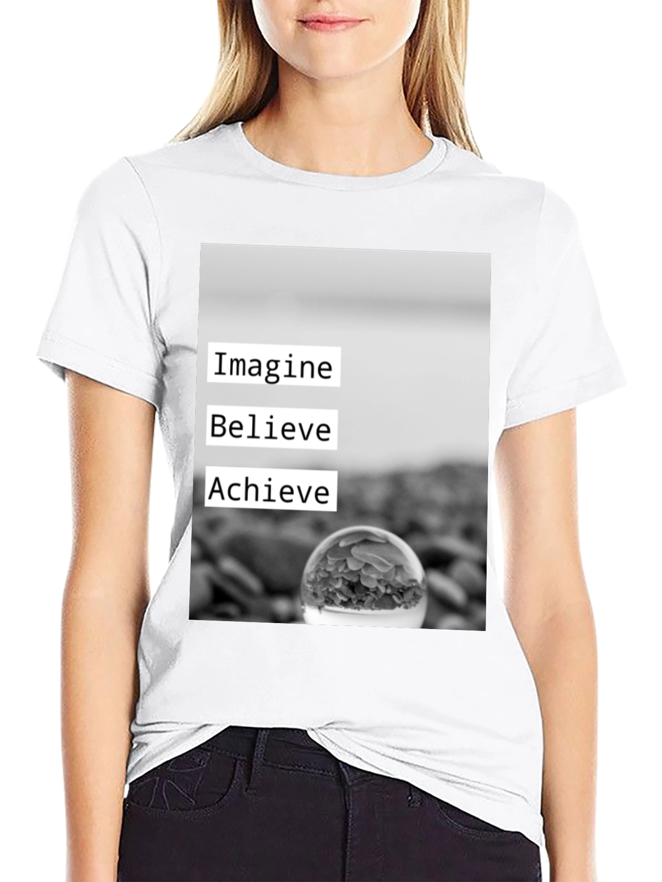 Motivational Graphic Tee - Imagine Believe Achieve T-Shirt