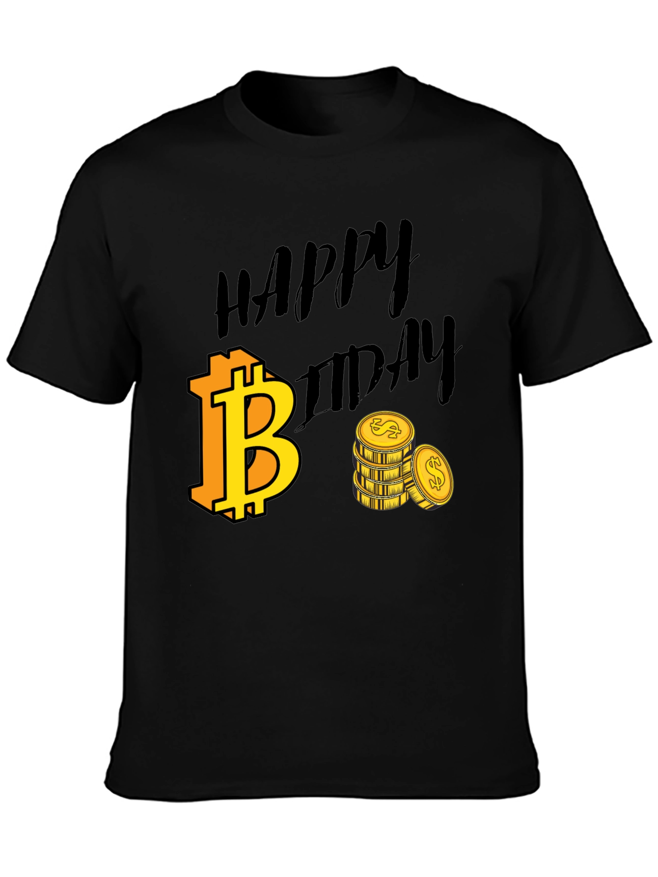 Happy Bitcoin Birthday Black T-Shirt