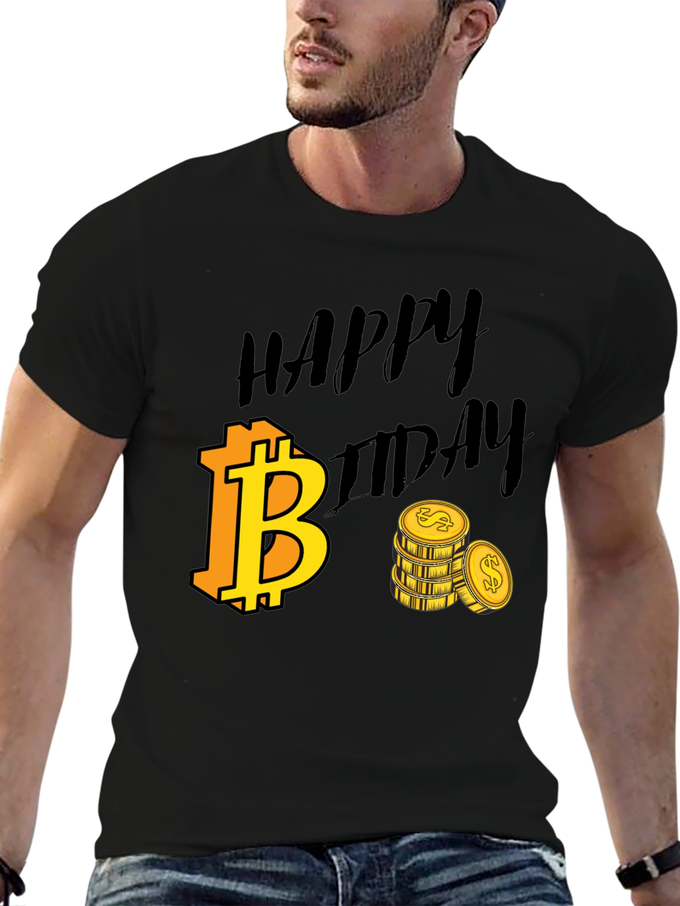 Happy Bitcoin Birthday Black T-Shirt