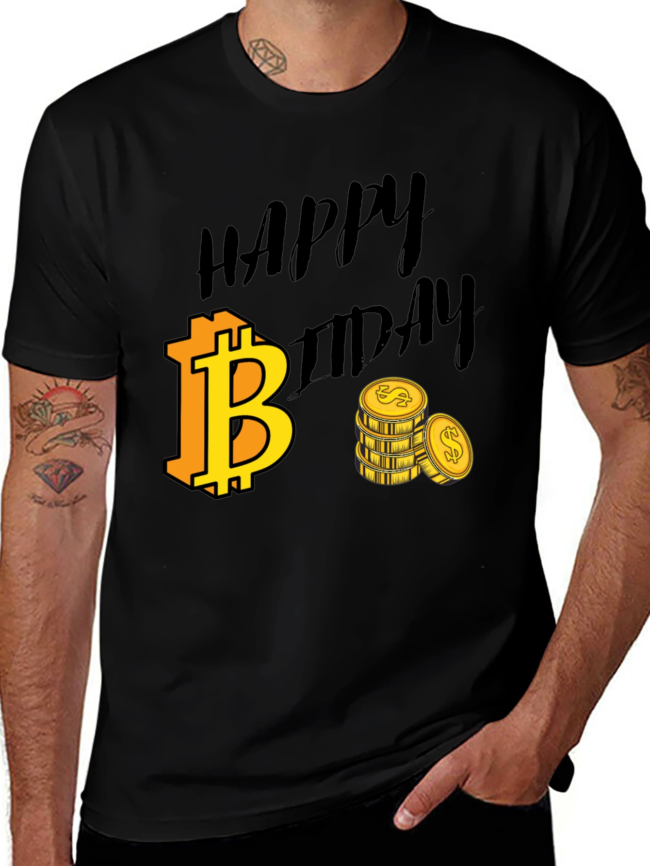 Happy Bitcoin Birthday Black T-Shirt