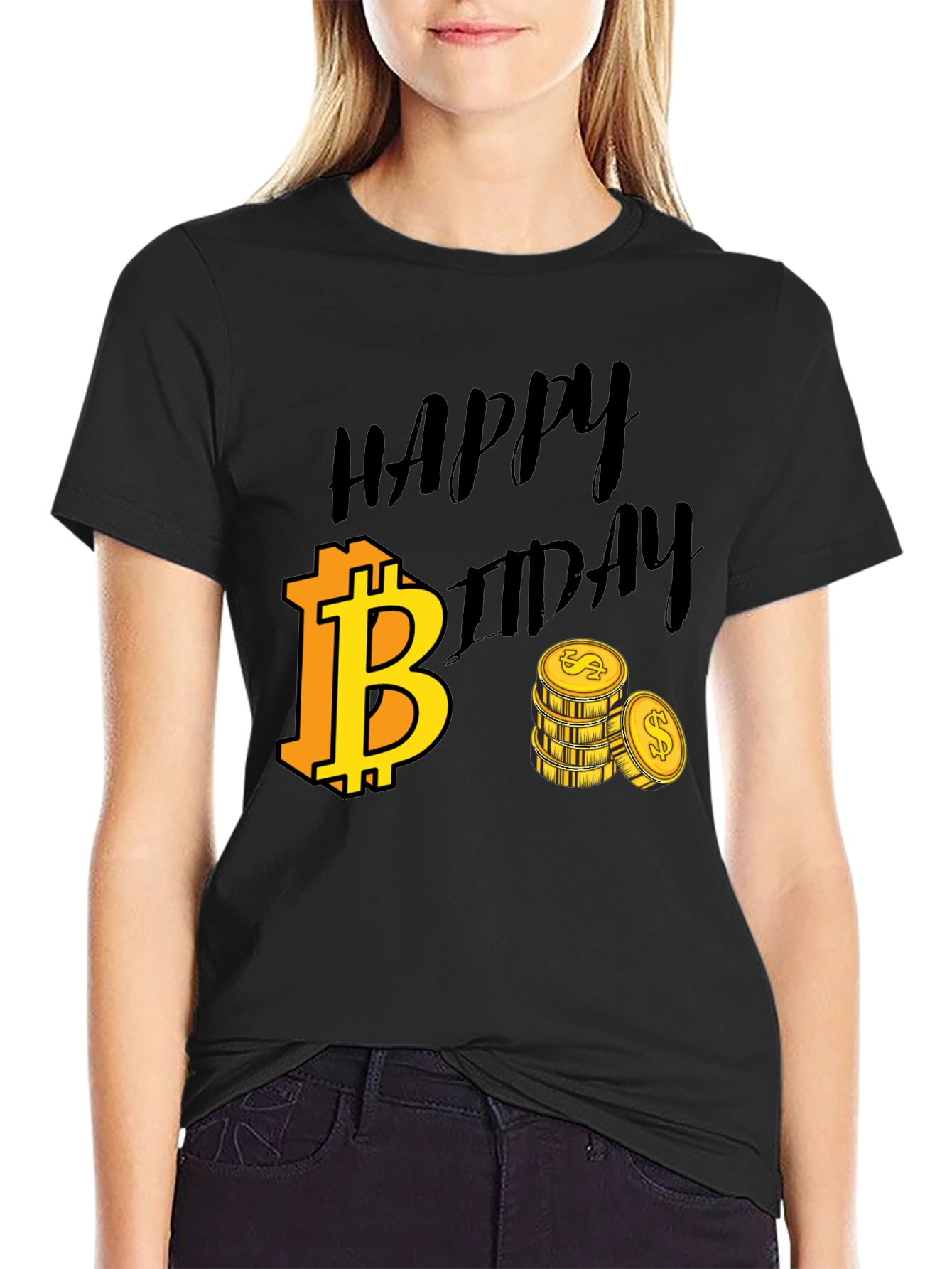 Happy Bitcoin Birthday Black T-Shirt