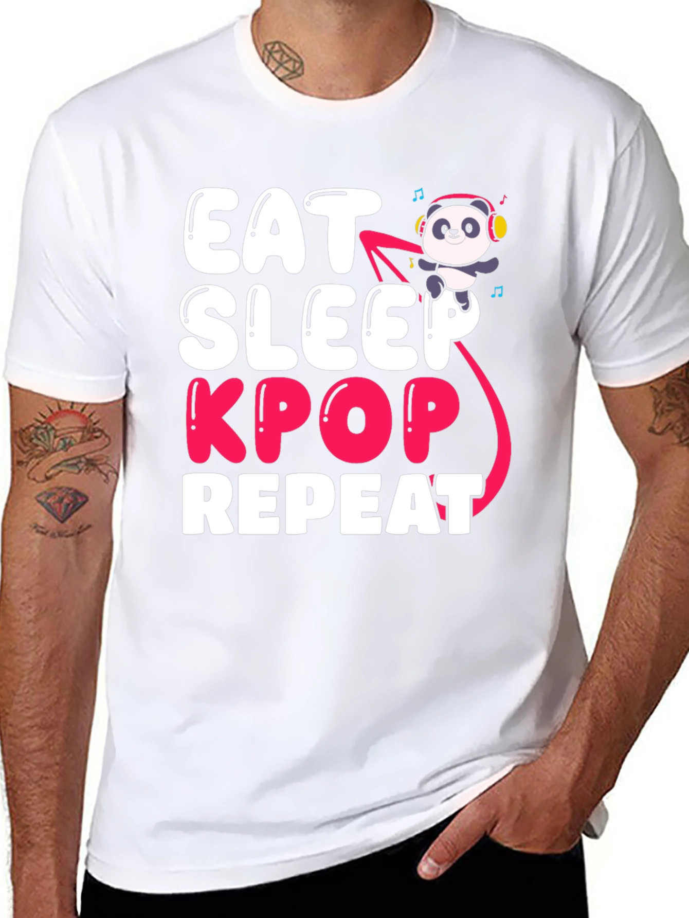 Eat Sleep Kpop Repeat Panda T-Shirt