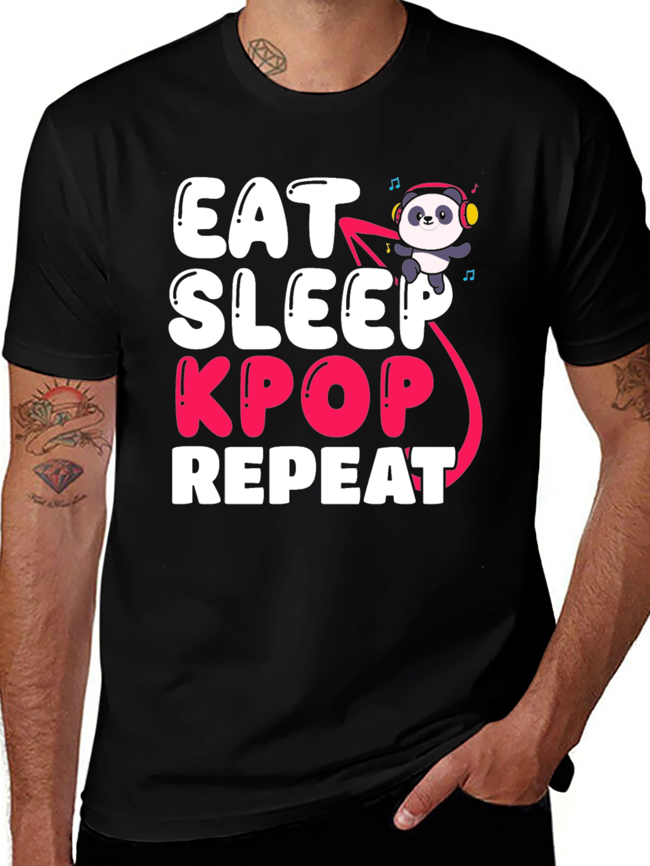Eat Sleep Kpop Repeat Panda T-Shirt