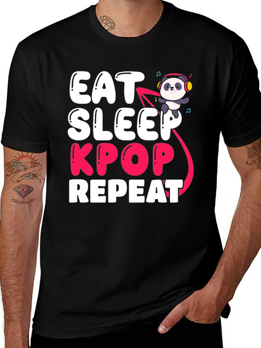 Eat Sleep Kpop Repeat Panda T-Shirt