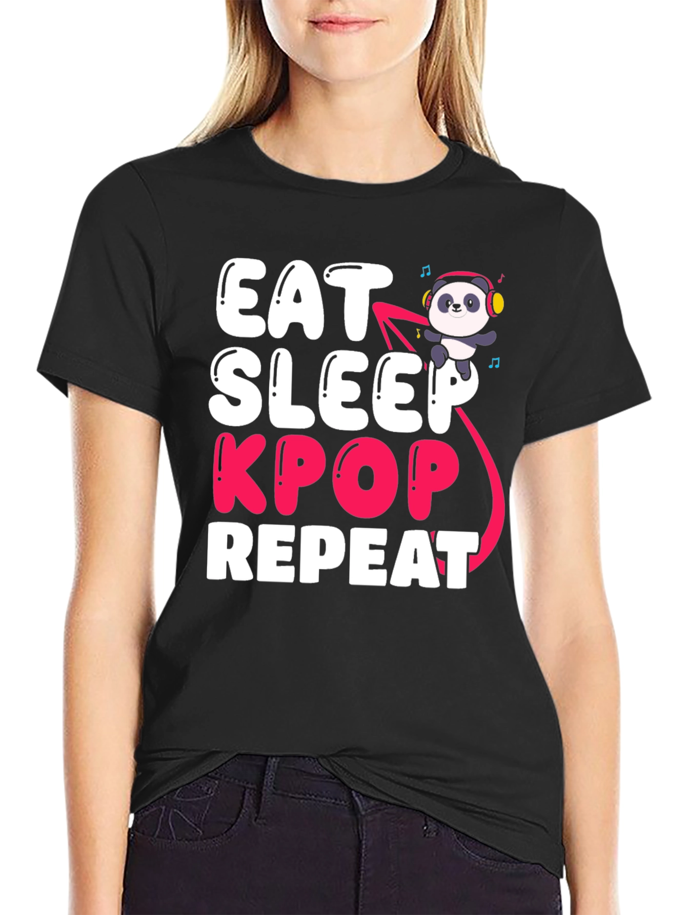 Eat Sleep Kpop Repeat Panda T-Shirt