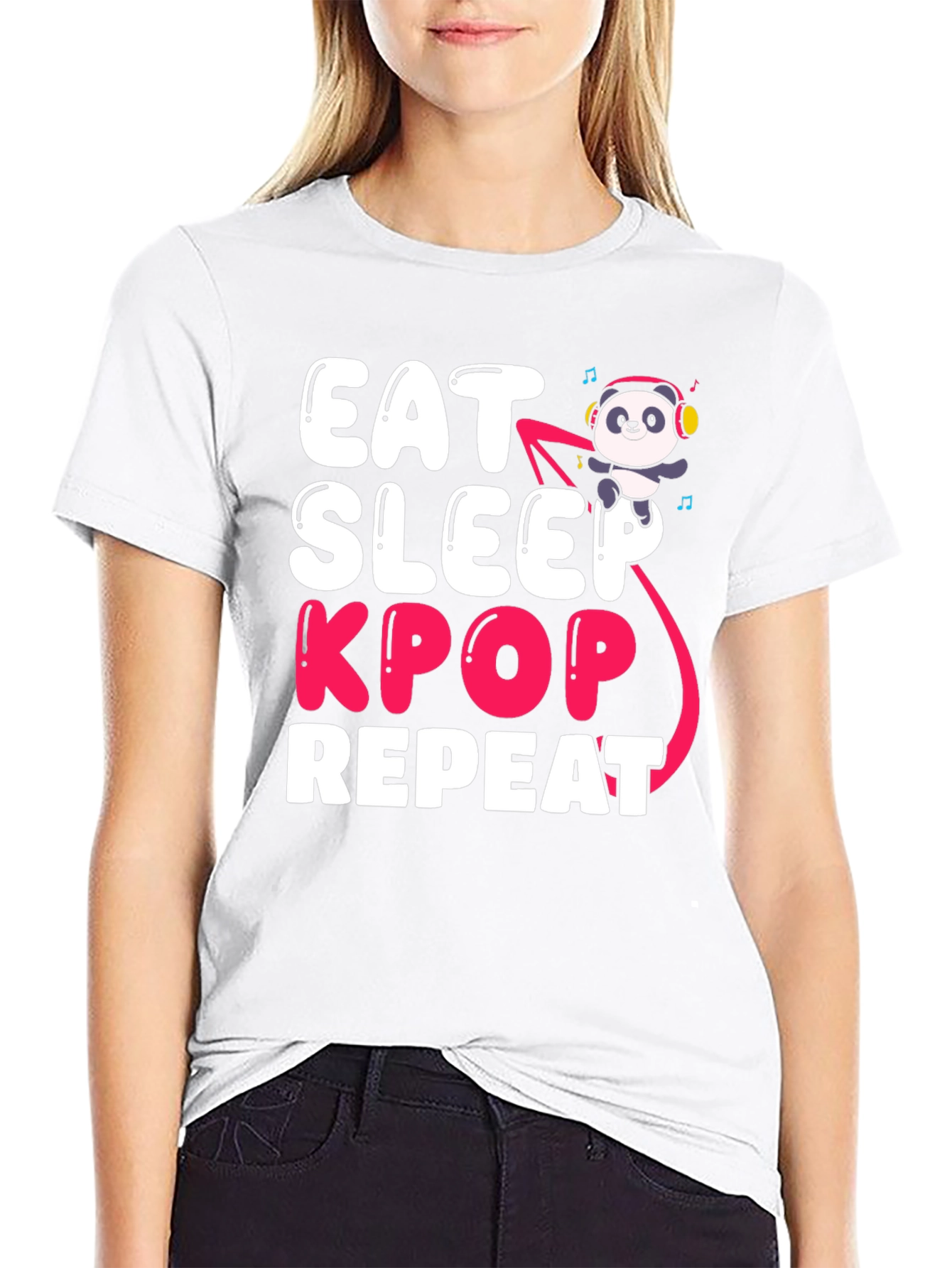 Eat Sleep Kpop Repeat Panda T-Shirt