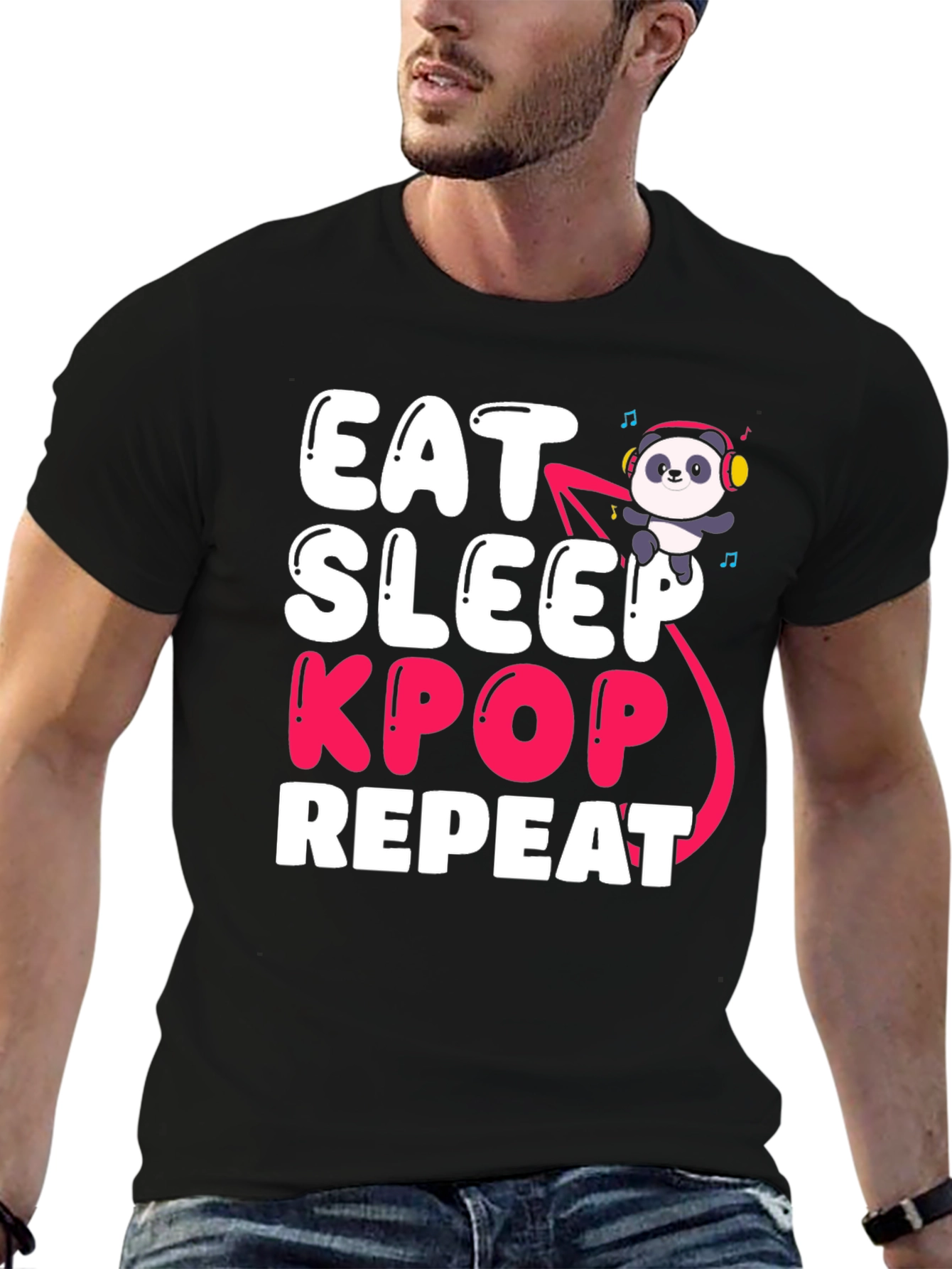 Eat Sleep Kpop Repeat Panda T-Shirt