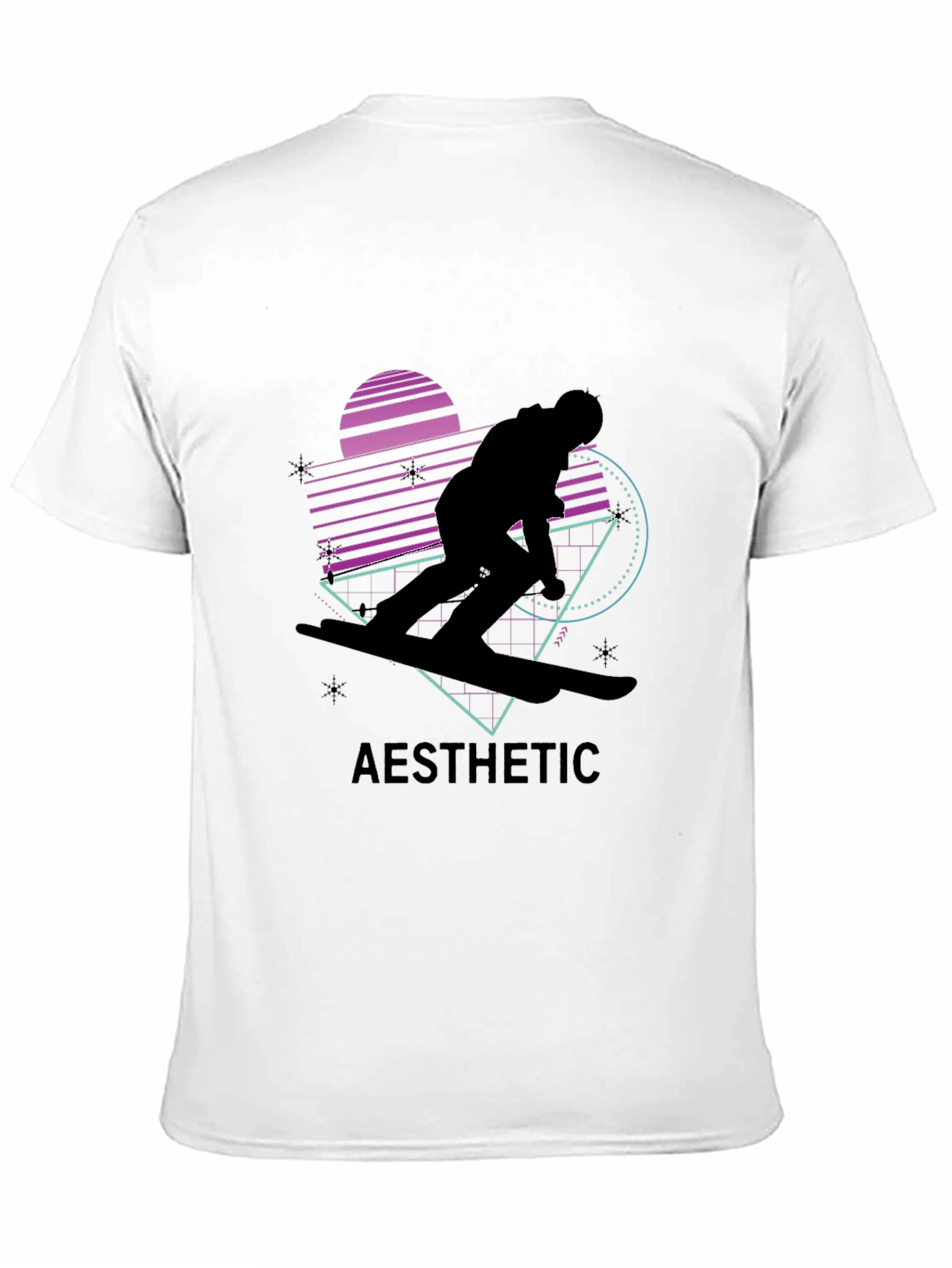 Aesthetic Retro Snowboarder Black T-Shirt