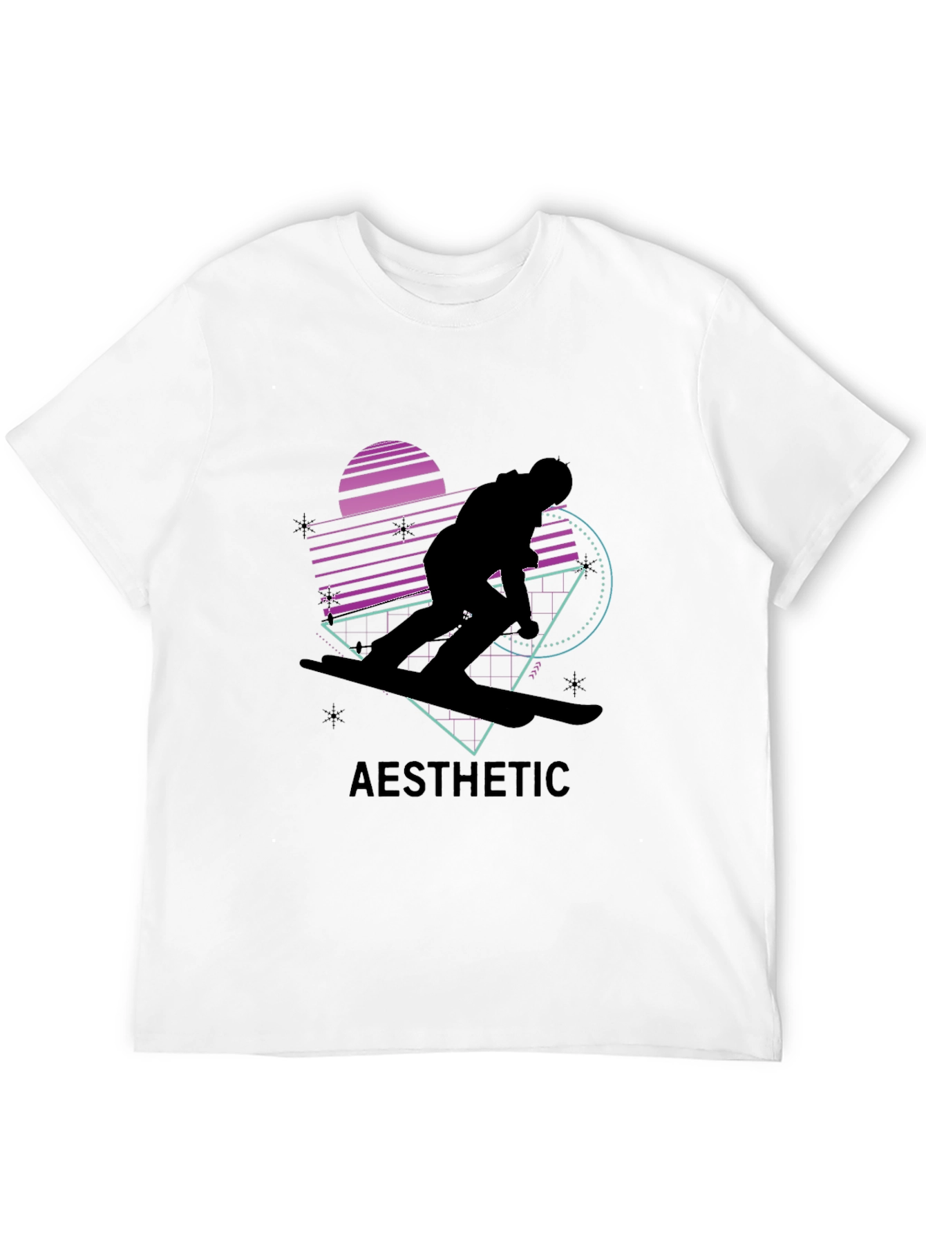 Aesthetic Retro Snowboarder Black T-Shirt