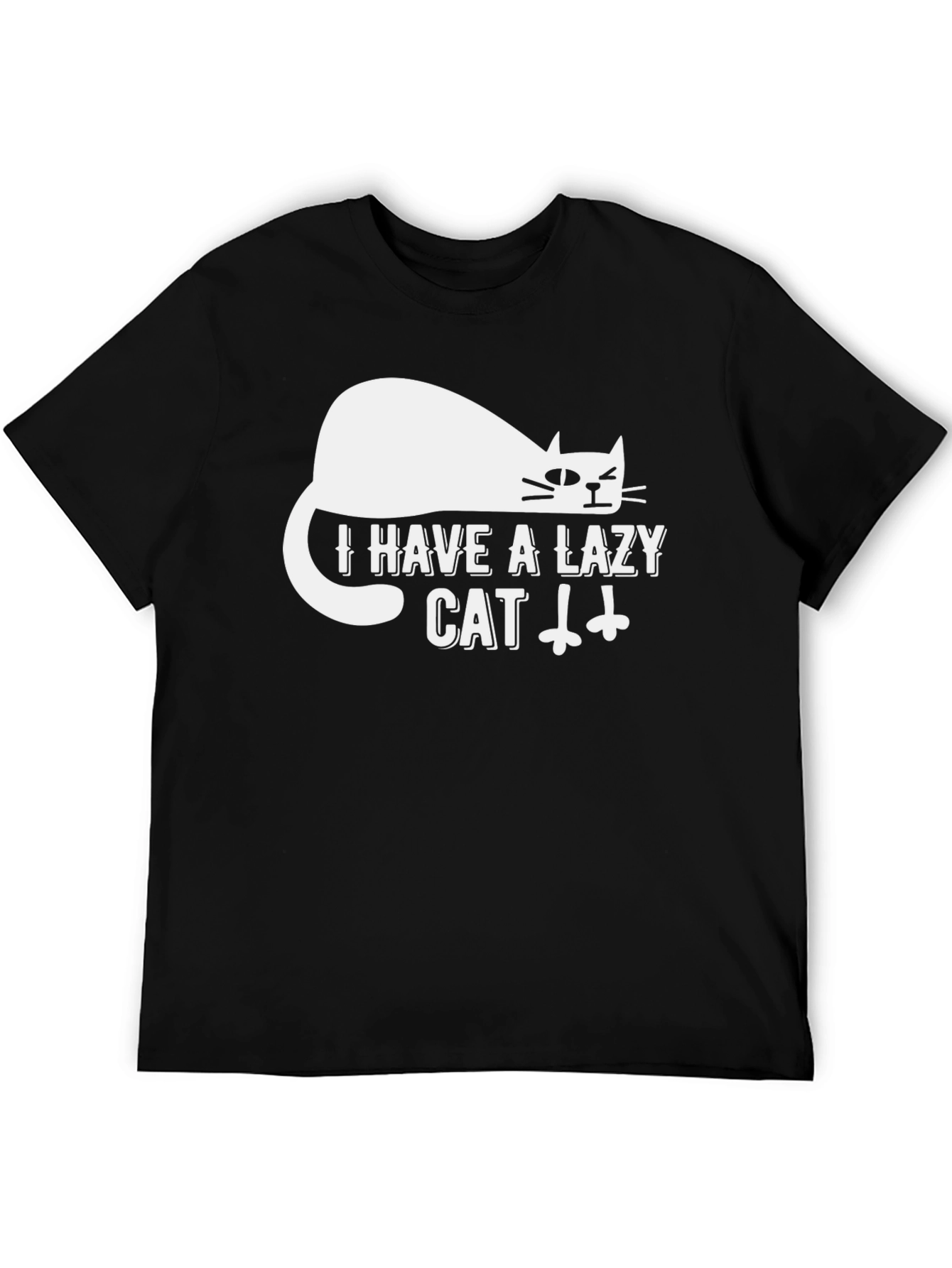 Lazy Cat Graphic Tee - Mens Black T-Shirt