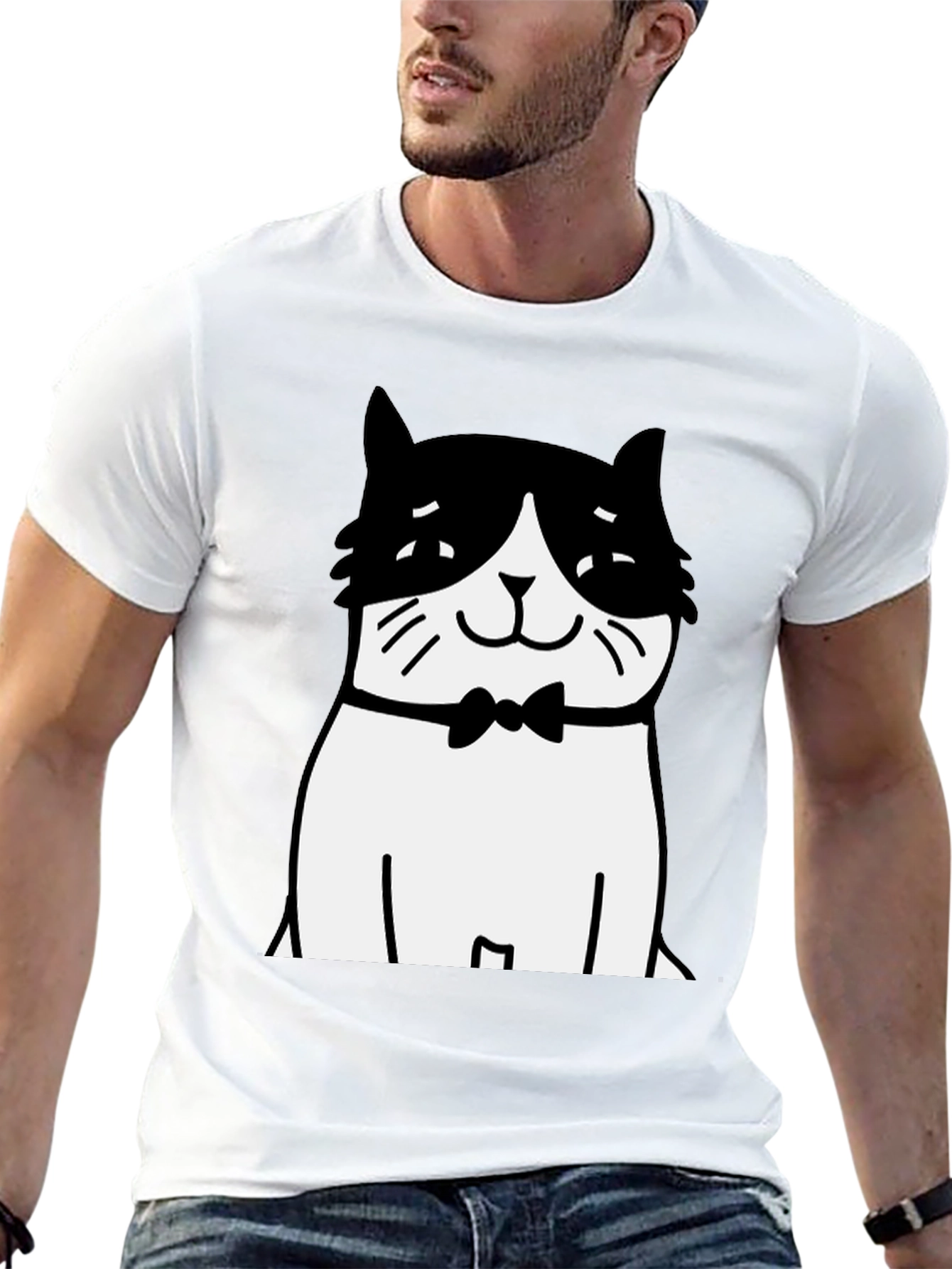 Cat Bowtie T-Shirt - Black Graphic Tee