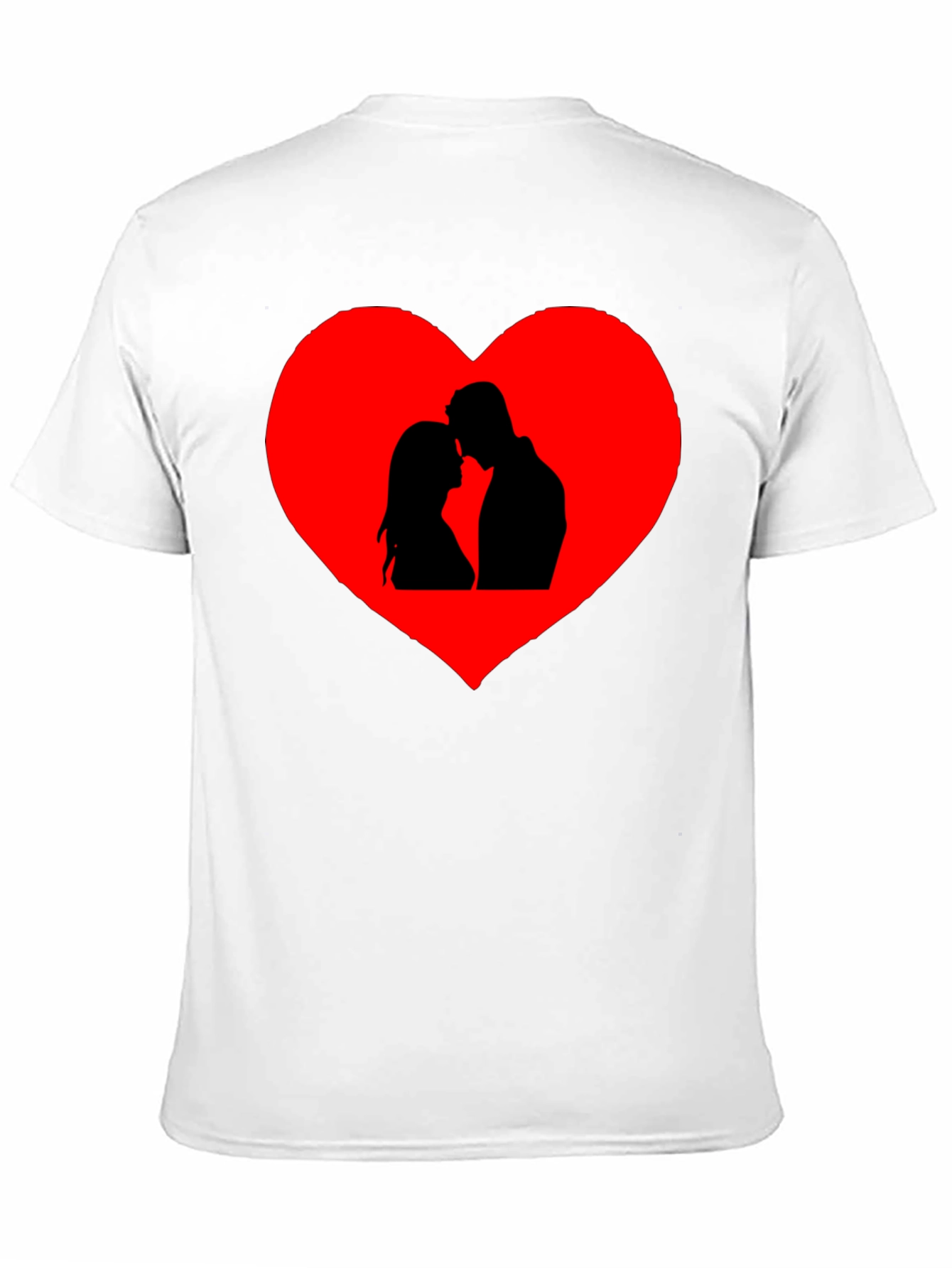 Romantic Couple Heart Graphic Tee - Black Cotton Blend