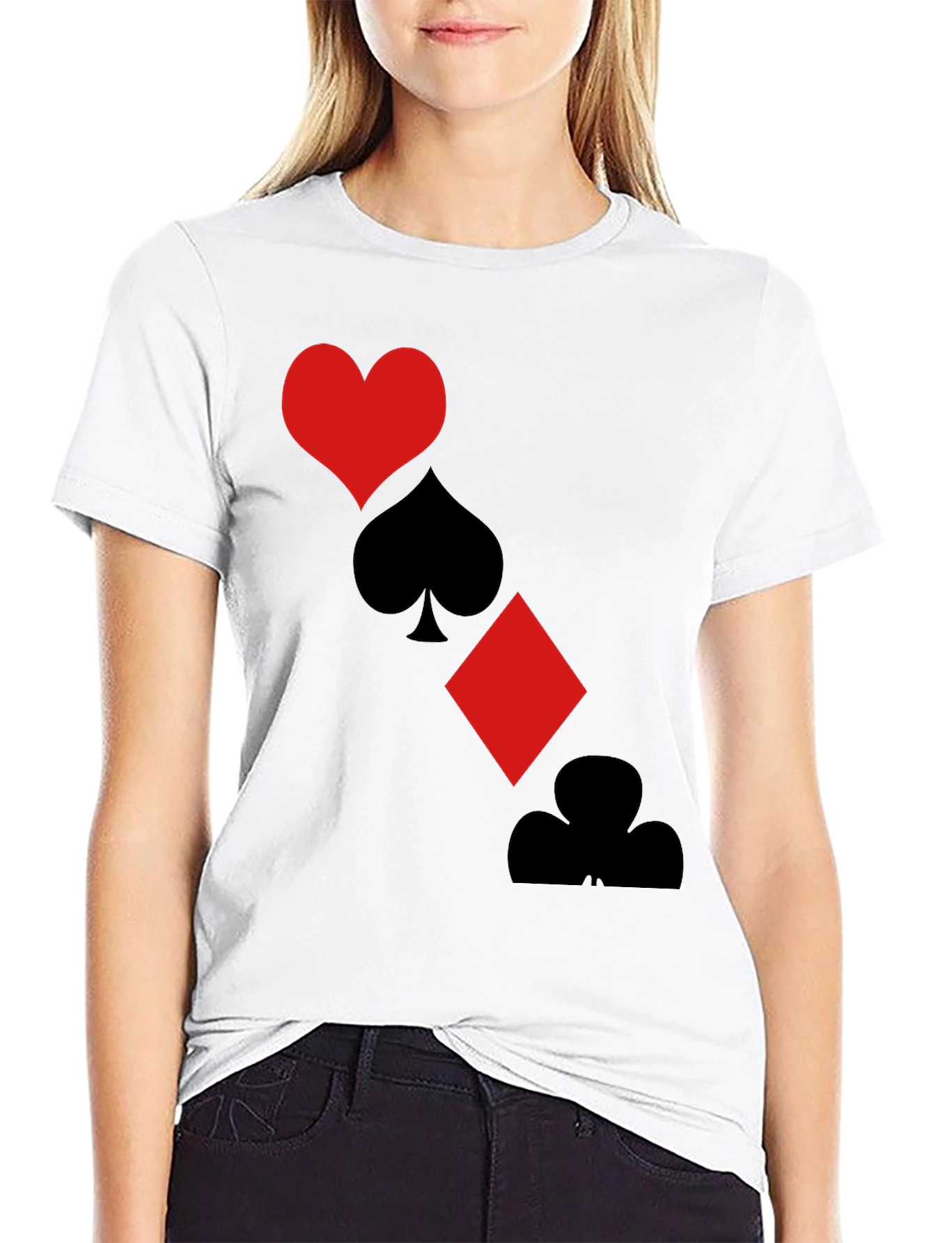 Playing Card Suits Graphic Tee - Black T-Shirt