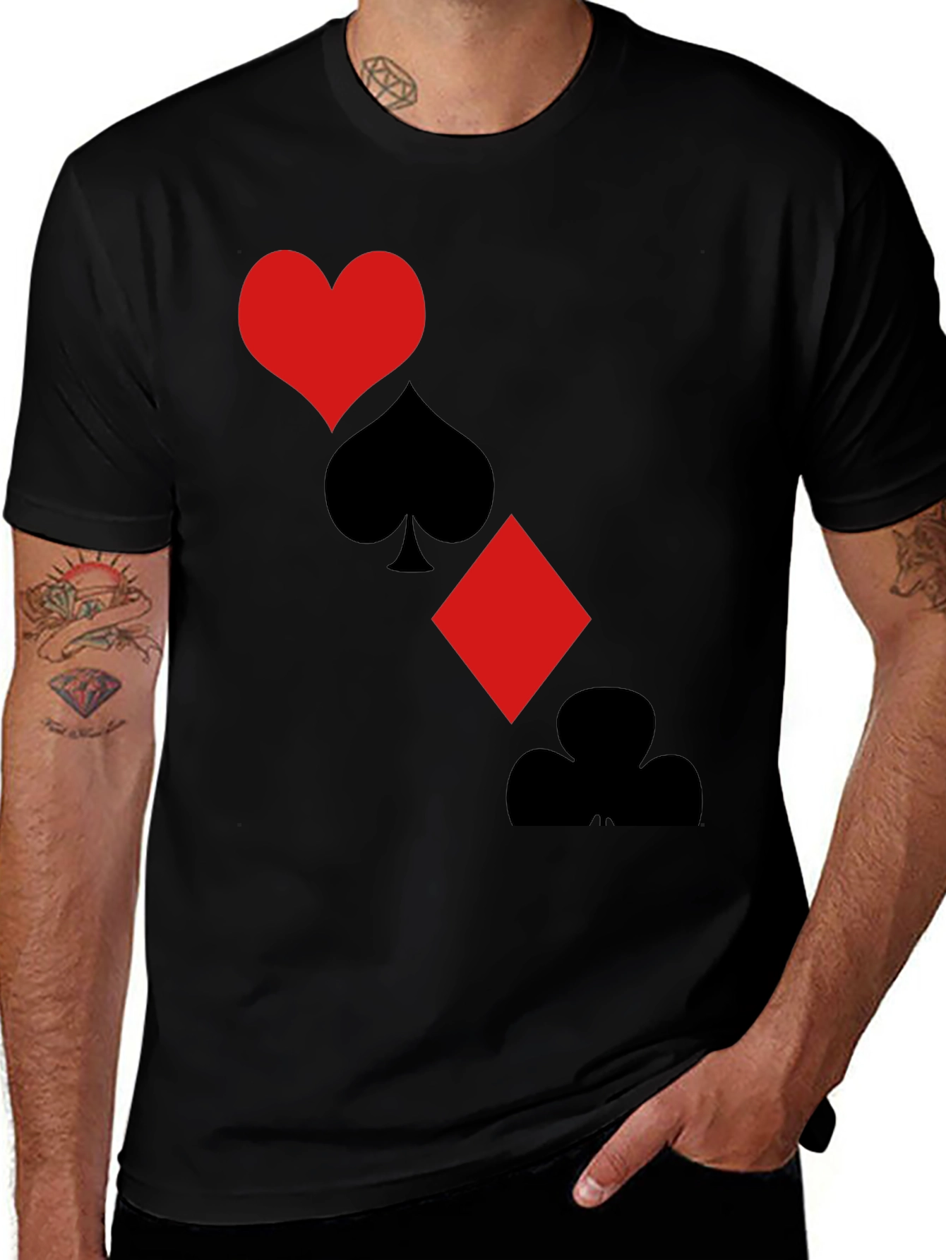 Playing Card Suits Graphic Tee - Black T-Shirt