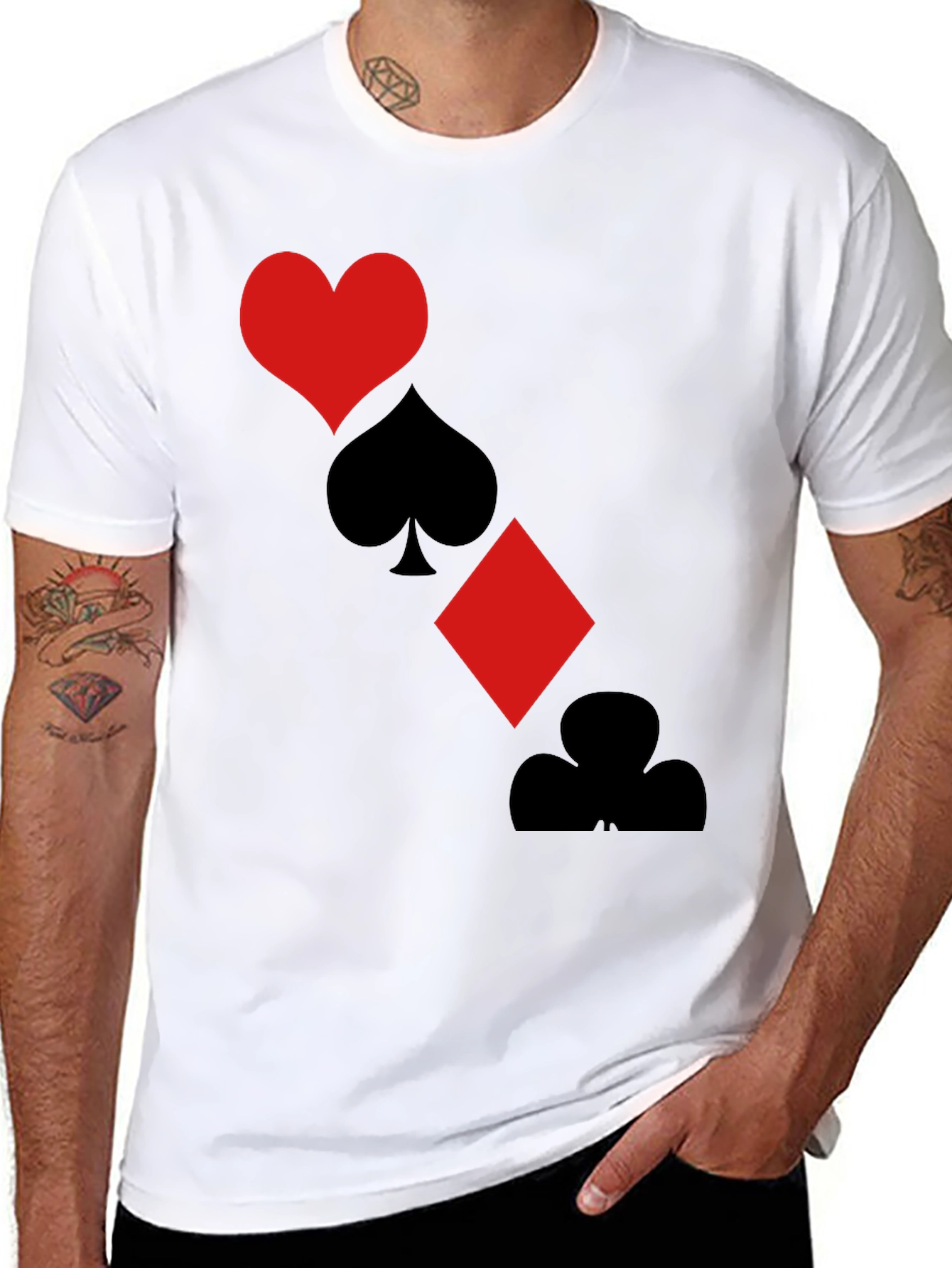 Playing Card Suits Graphic Tee - Black T-Shirt