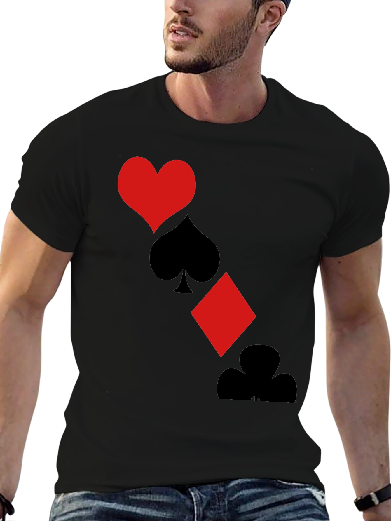 Playing Card Suits Graphic Tee - Black T-Shirt
