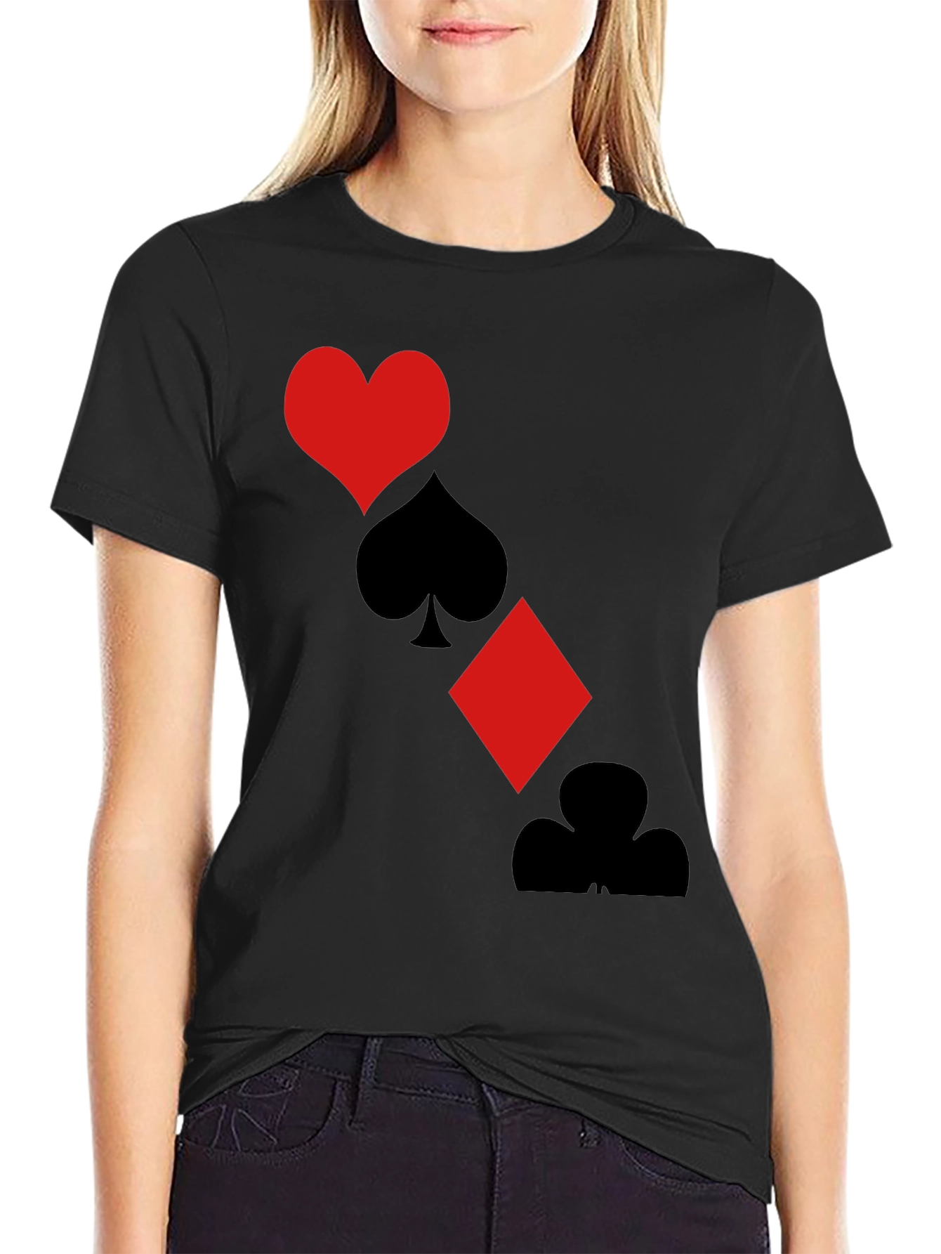 Playing Card Suits Graphic Tee - Black T-Shirt