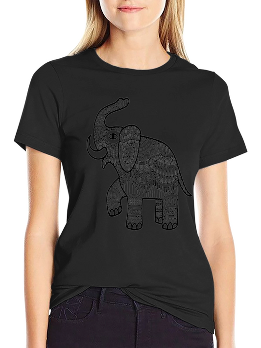 Black Elephant Mandala Graphic Tee