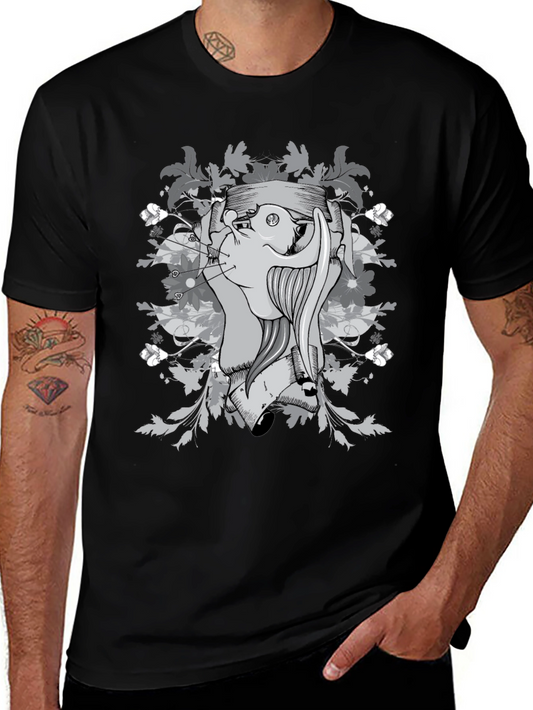 Abstract Art Black T-Shirt - Unique Graphic Tee for Men