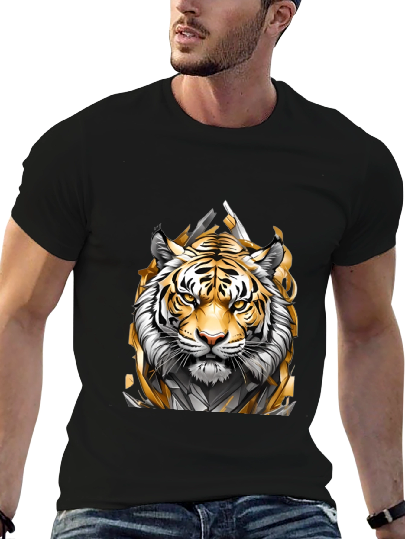 Tiger Graphic Black T-Shirt - Bold Animal Design