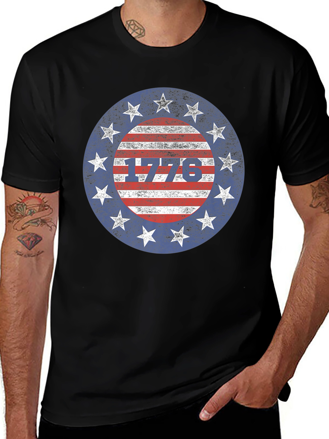 1776 Patriotic Stars and Stripes Graphic T-Shirt