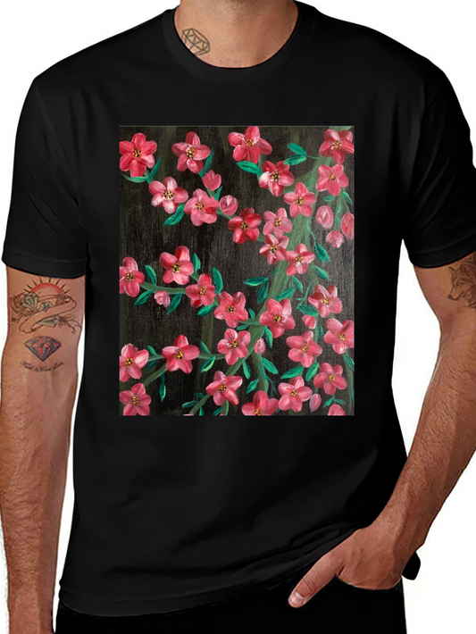 Floral Art Black T-Shirt - Stylish Nature Print