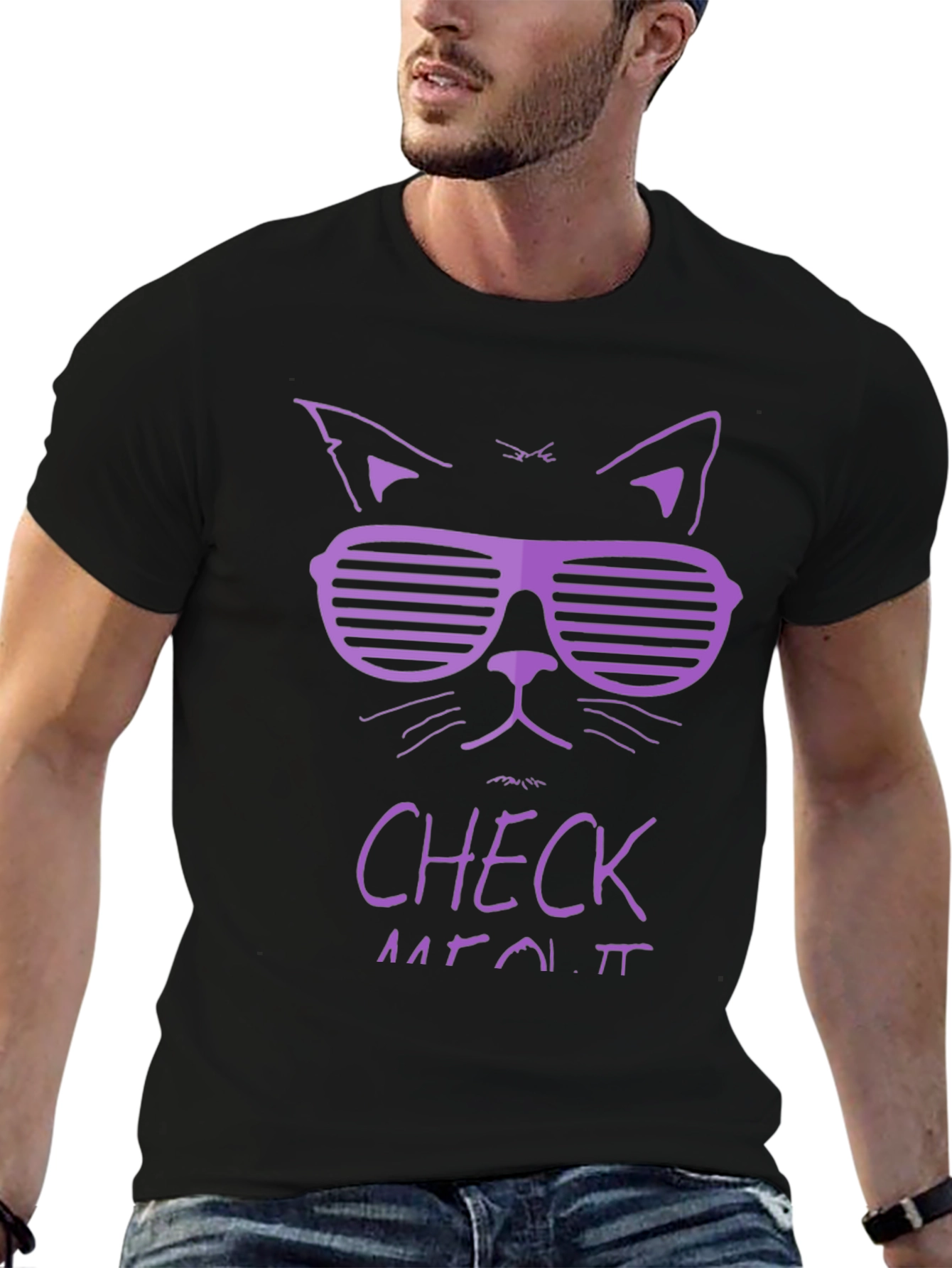 Cool Cat Graphic Tee - Check Meowt