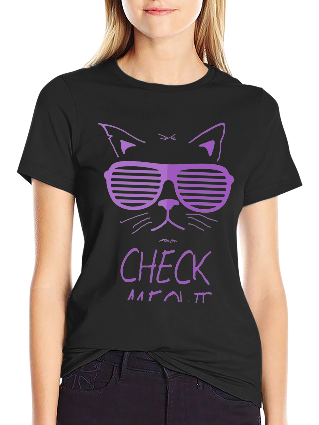 Cool Cat Graphic Tee - Check Meowt