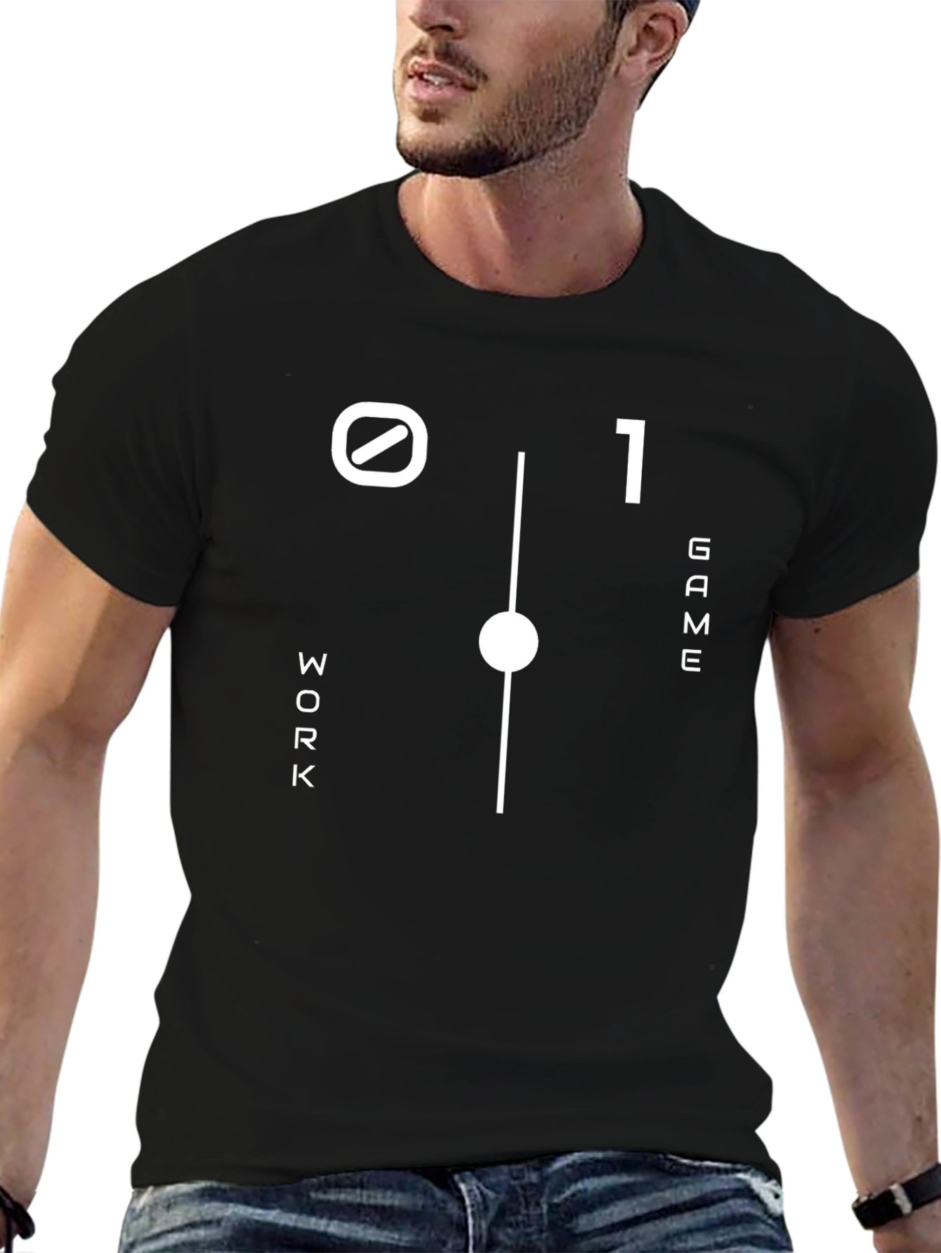 Work/Game Slider T-Shirt - Black Cotton Tee