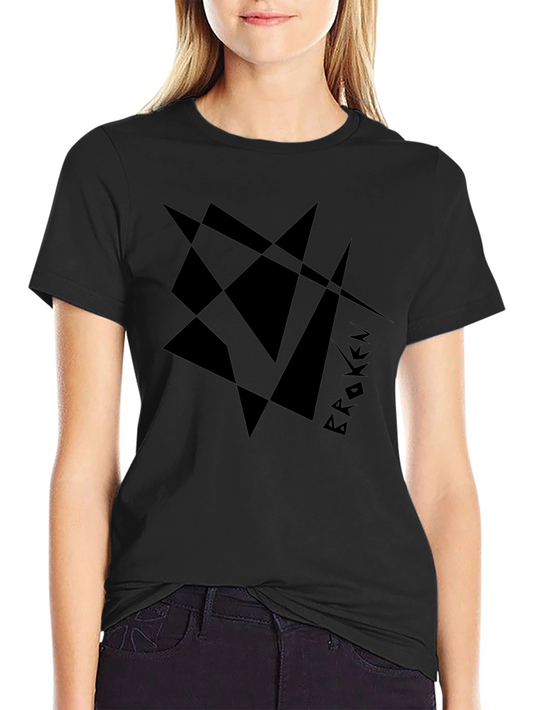 Abstract Broken Design Black T-Shirt