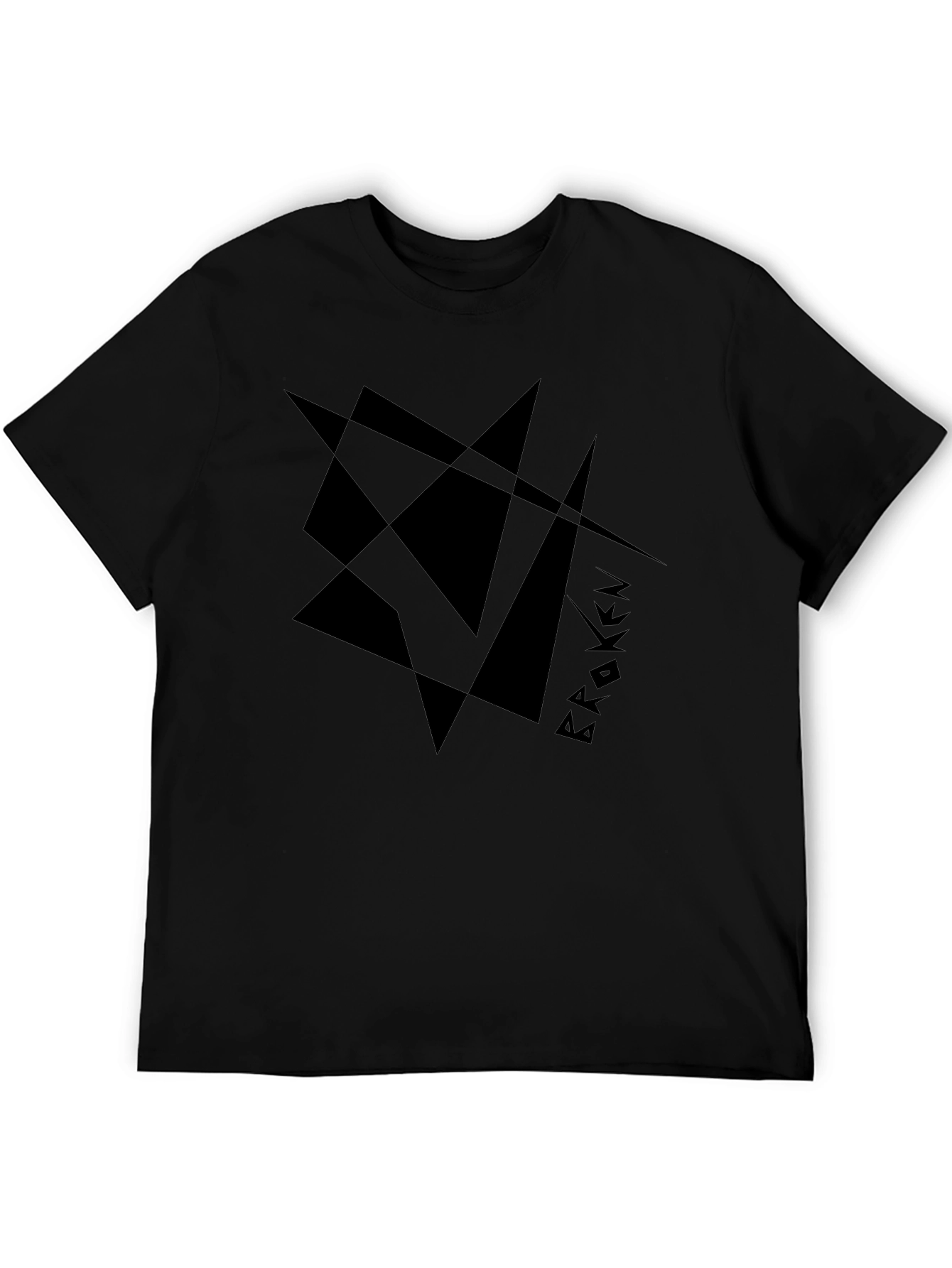 Abstract Broken Design Black T-Shirt