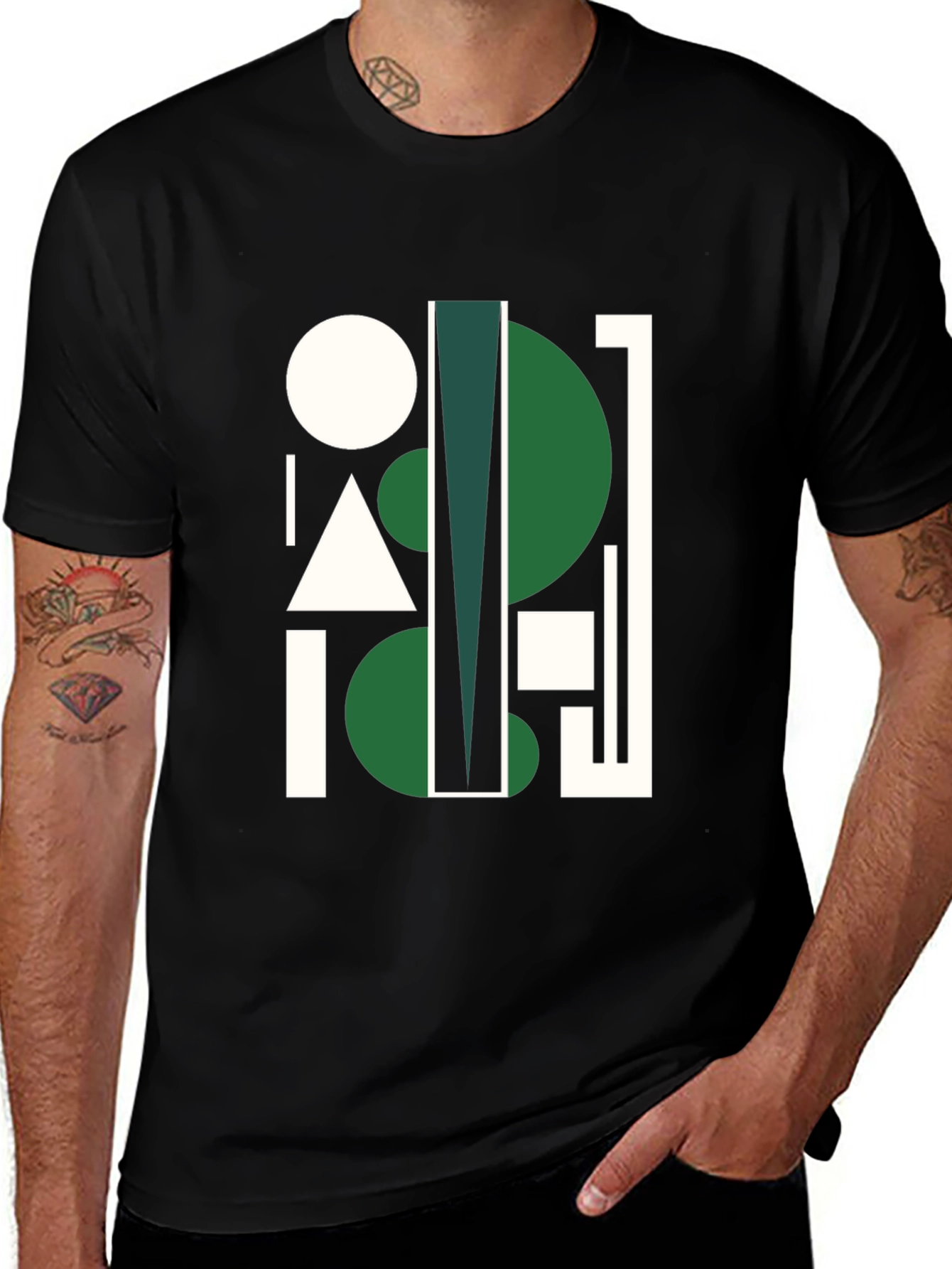 Geometric Abstract Black Graphic Tee