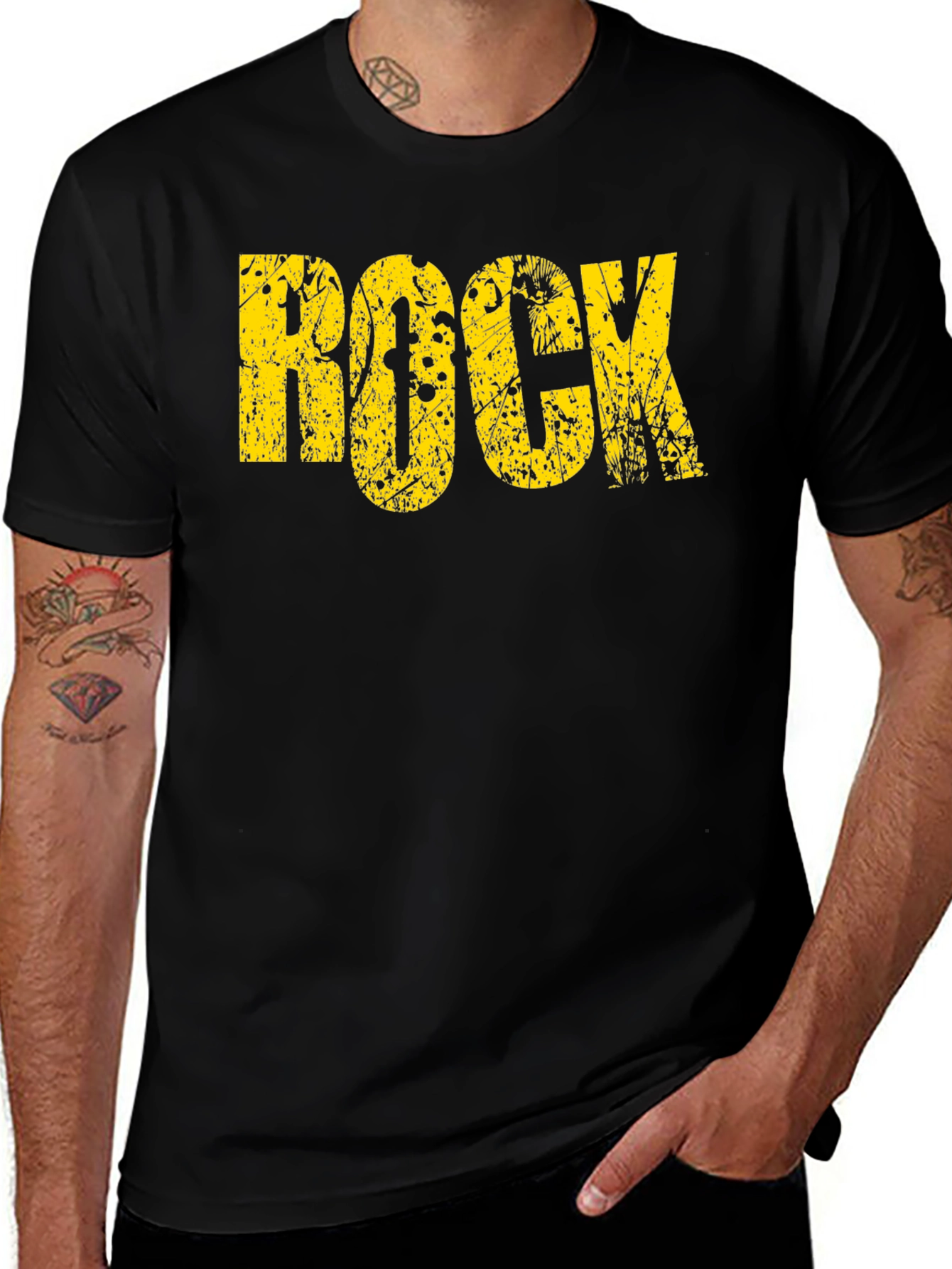 Distressed Rock Graphic Black T-Shirt