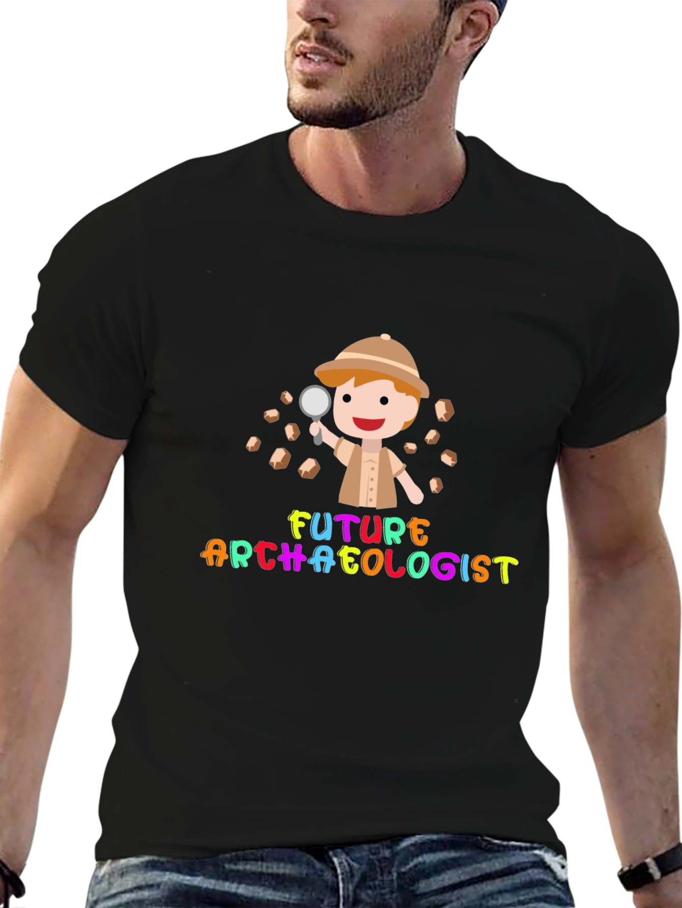 Future Archaeologist Black Cotton T-Shirt