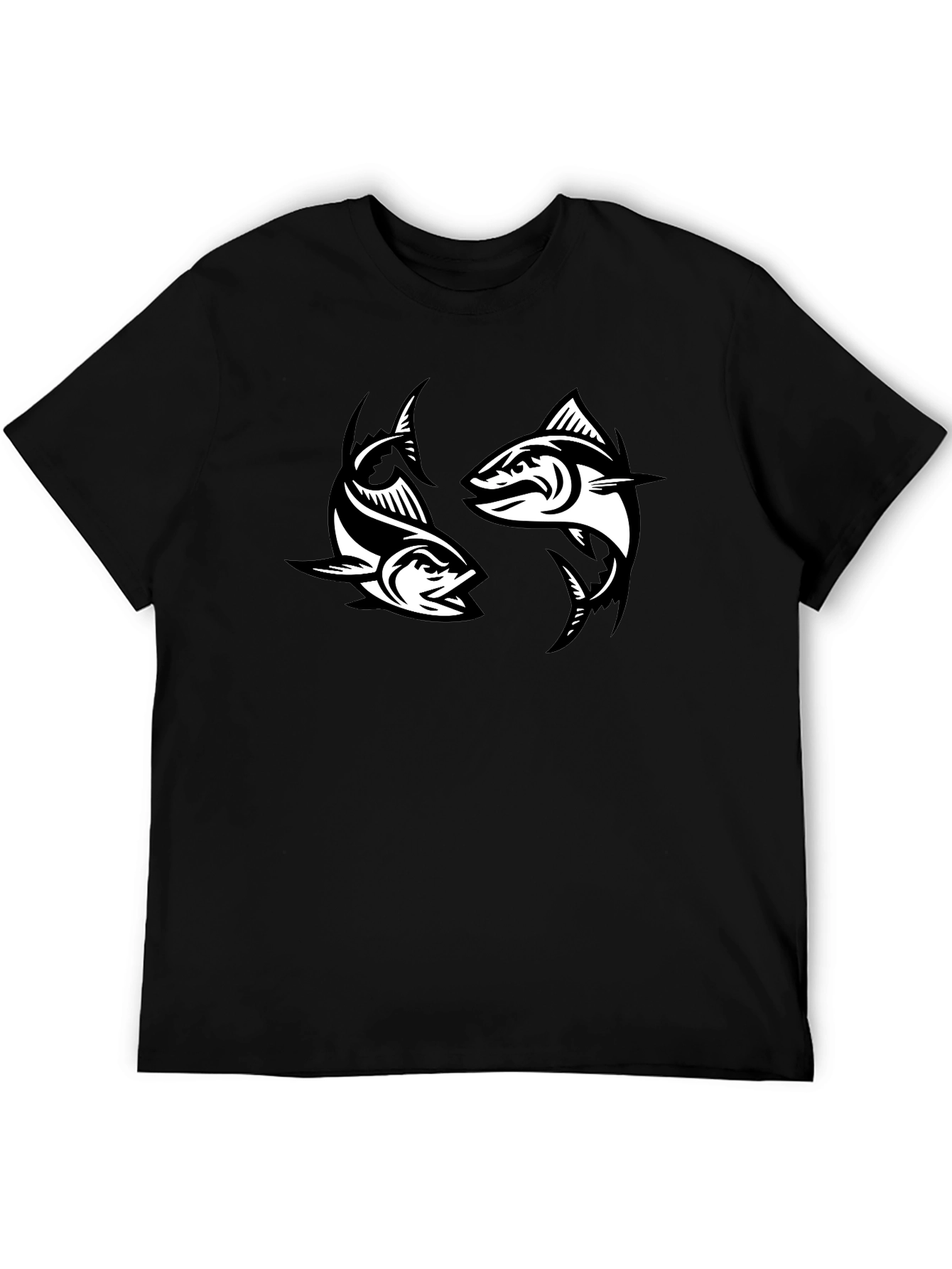 Two Fish Graphic Black T-Shirt