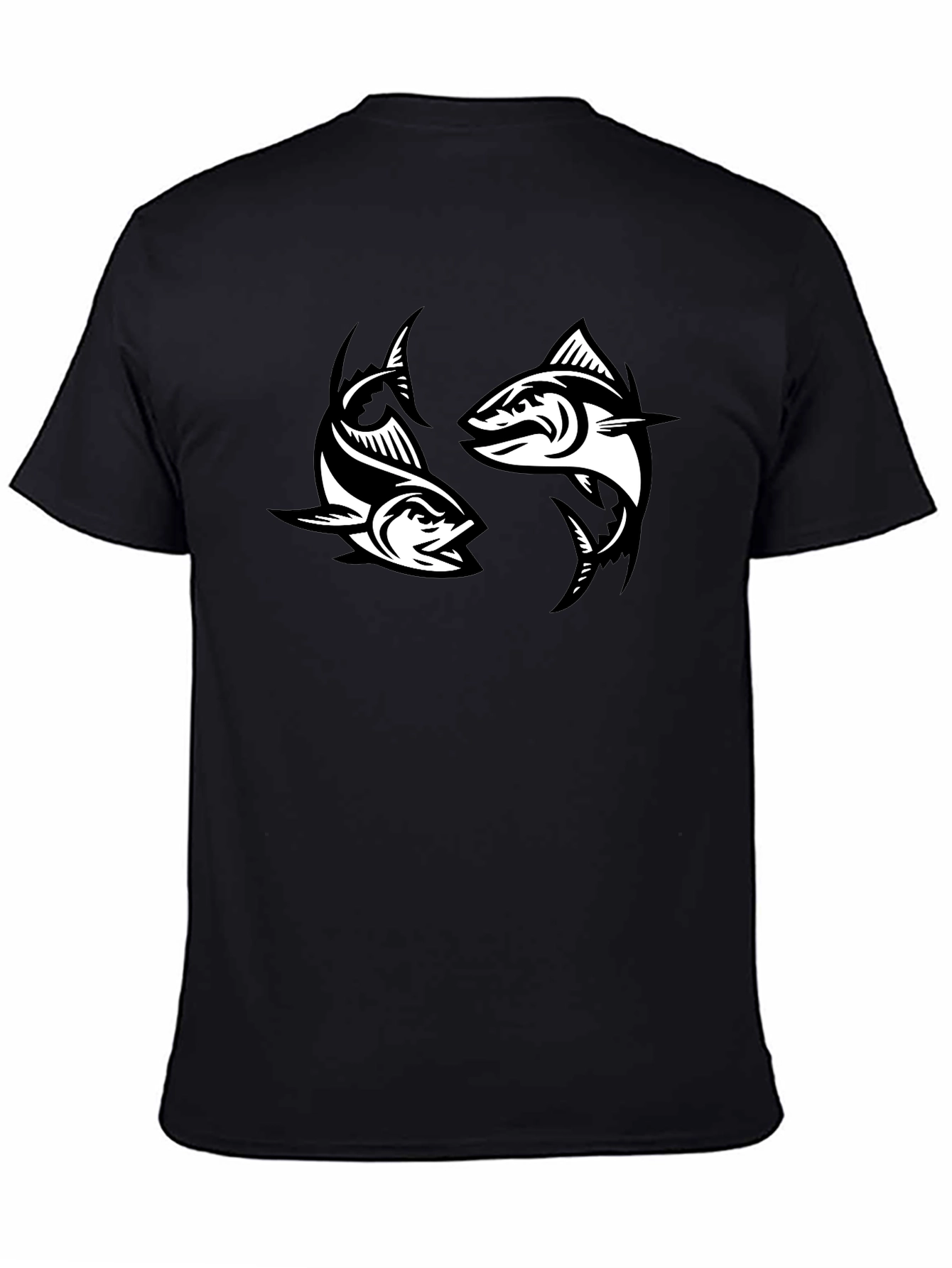 Two Fish Graphic Black T-Shirt