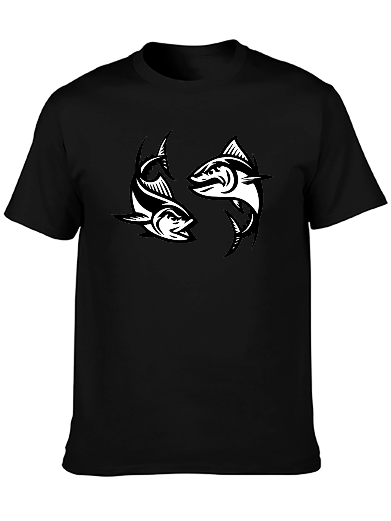Two Fish Graphic Black T-Shirt
