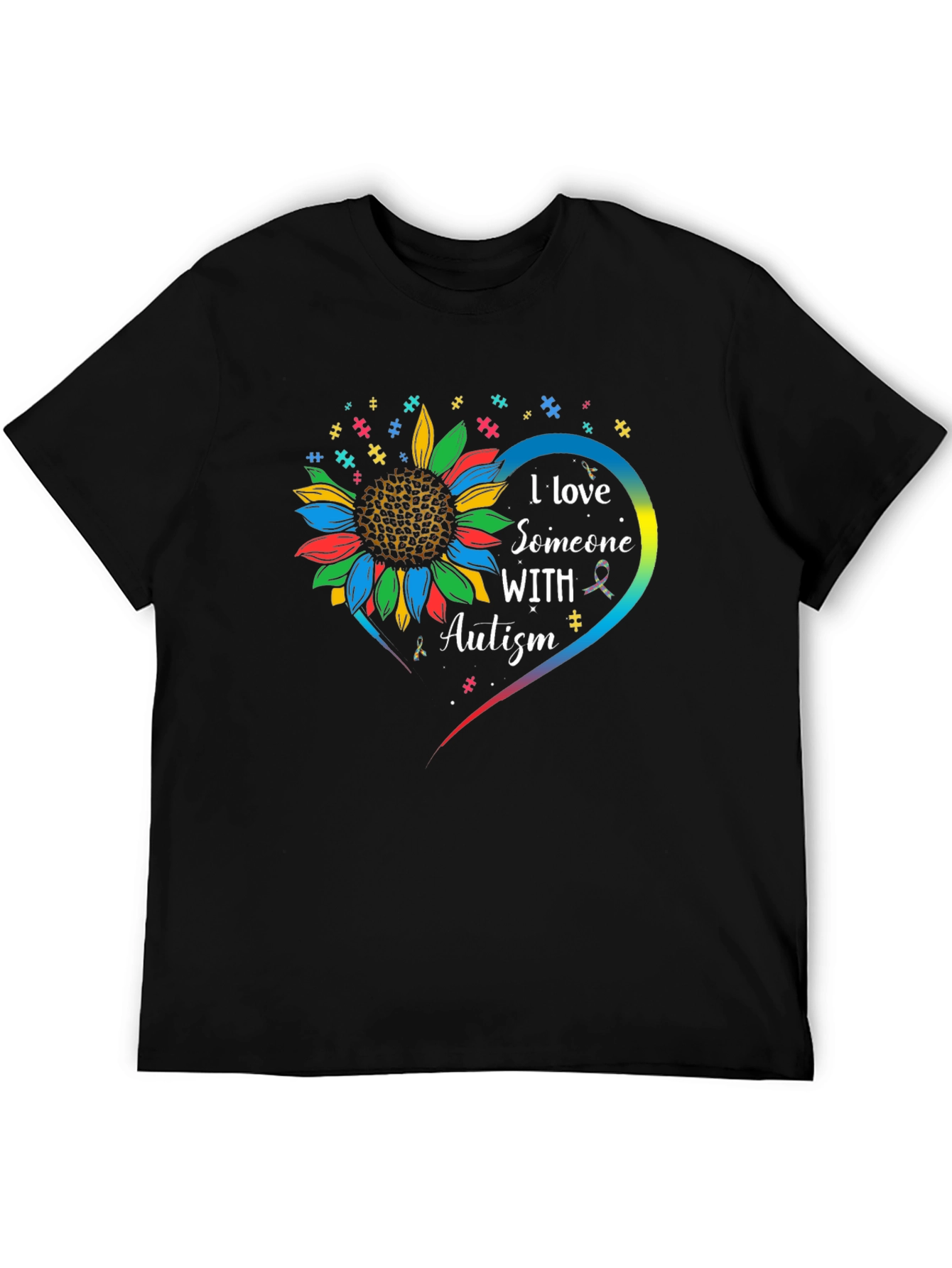 Autism Awareness Sunflower Heart T-Shirt